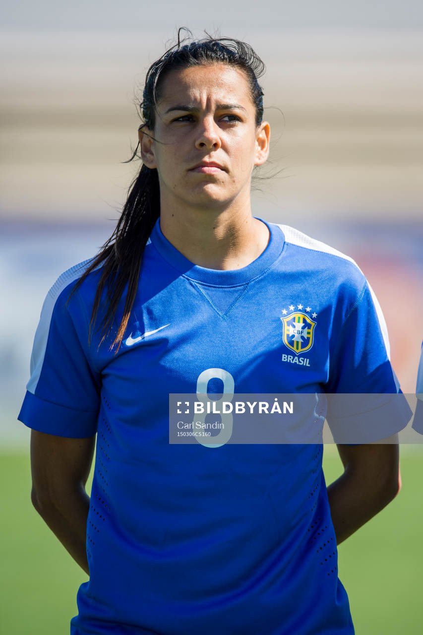 under en fotbollsmatch i Algarve Cup mellan Sverige och