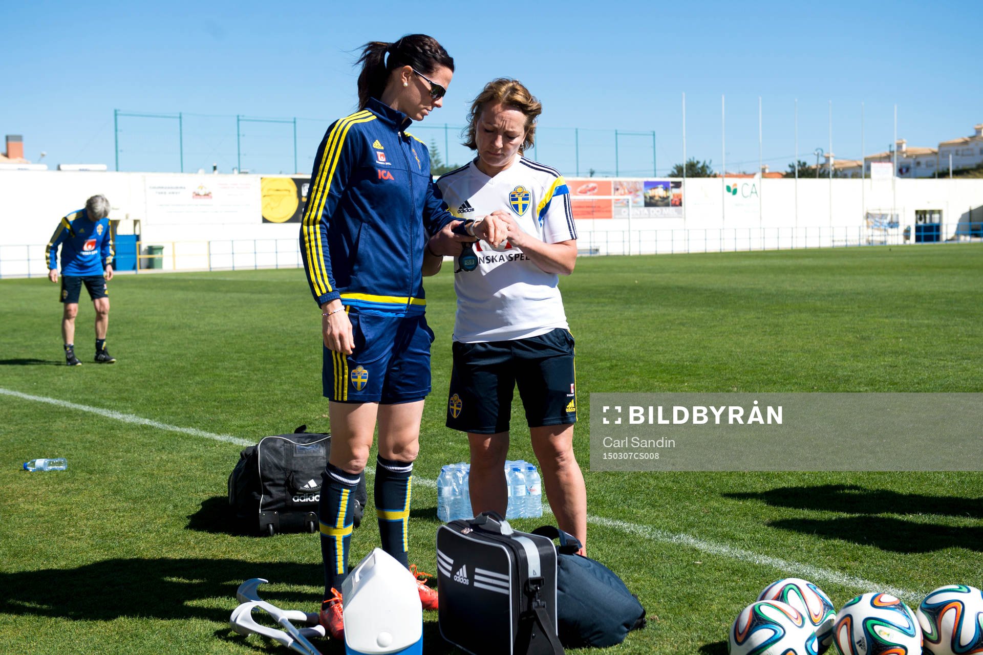 Sveriges Lotta Schelin och sjukgymnast Annica Näsmark
