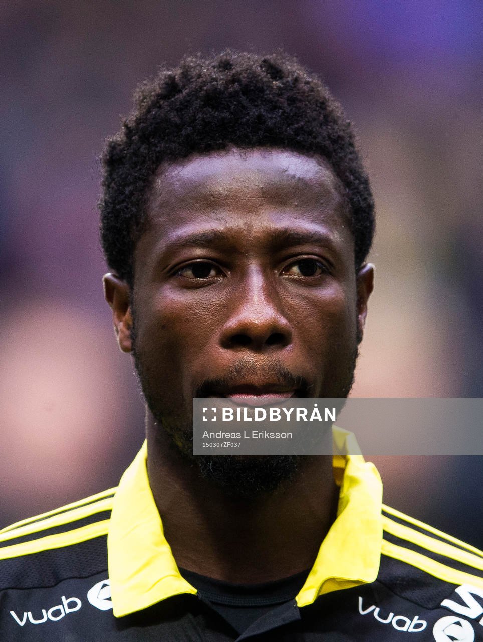 s Ebenezer Ofori innan fotbollsmatchen i Svenska cupen