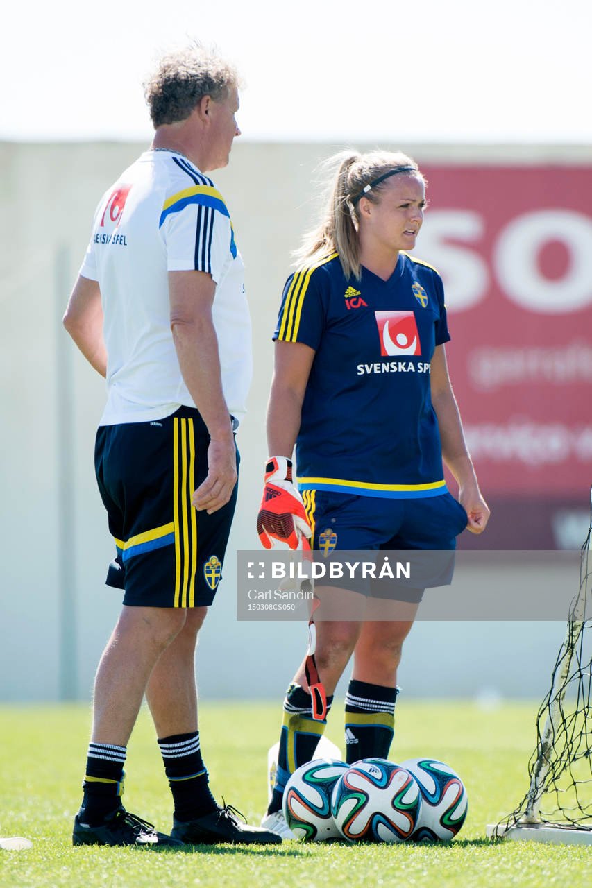Sveriges målvaktstränare Mikael Olsson och målvakt Hilda