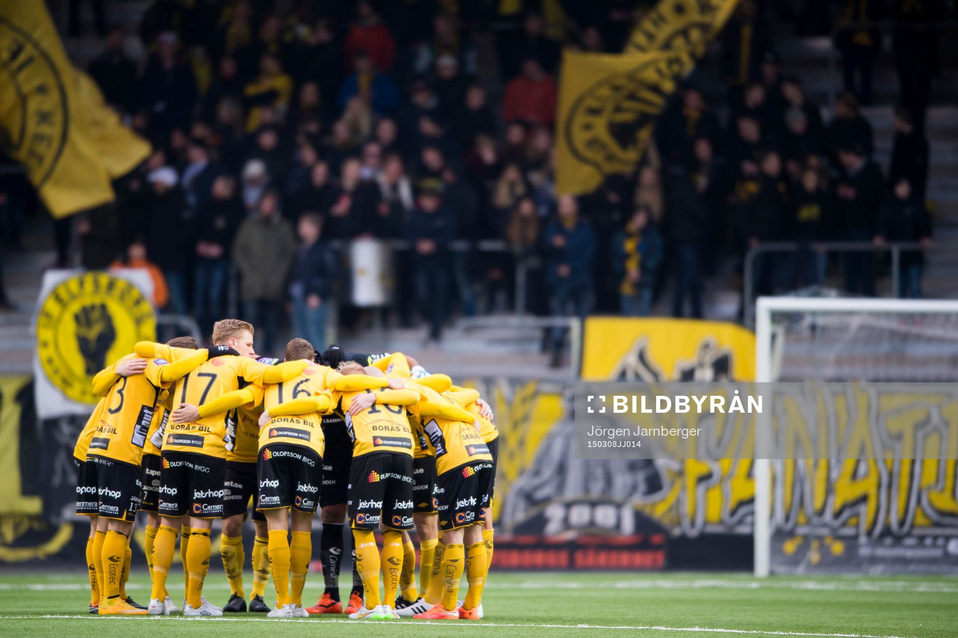 Elfsborgs spelarna innan fotbollsmatchen i Svenska cupen