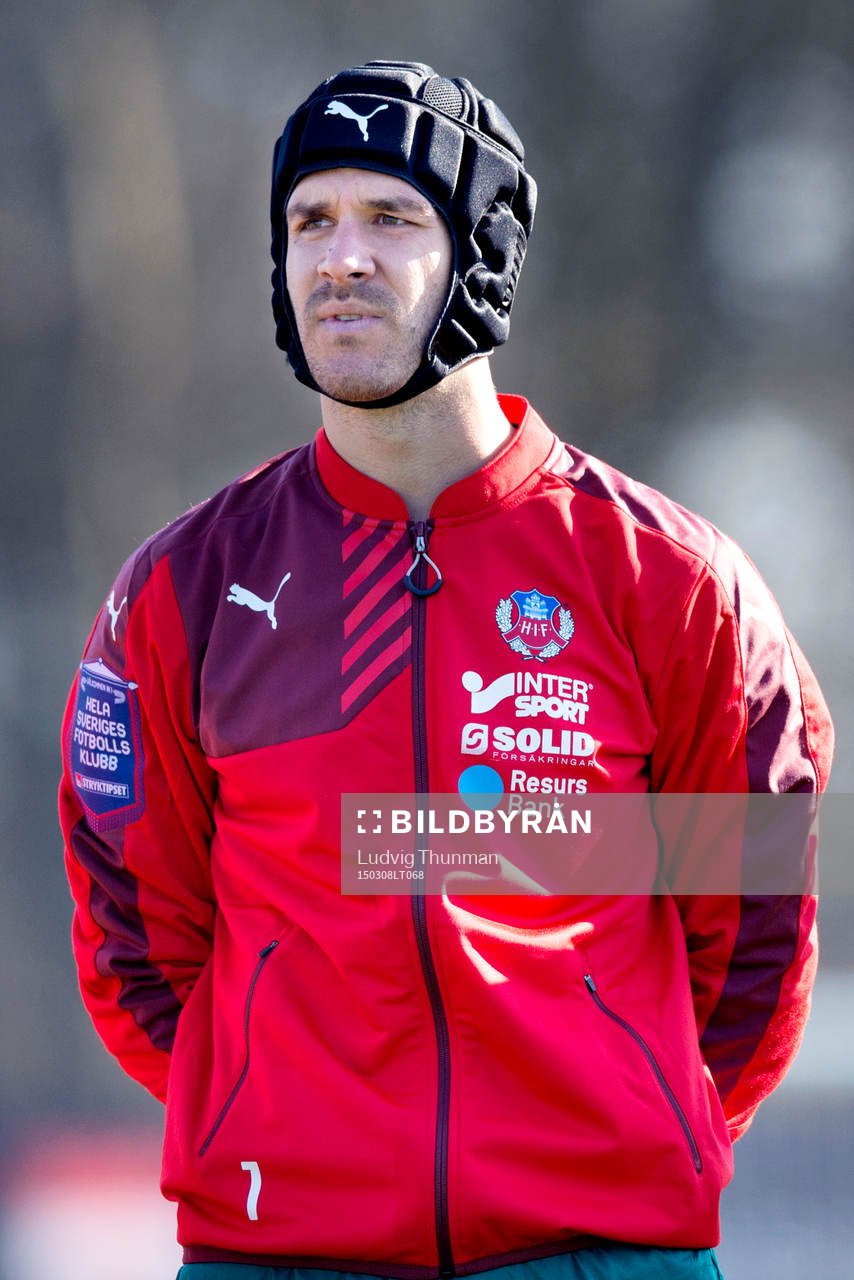 Helsingborgs Matthew Robert Pyzdrowski under fotbollsmatchen i Svenska Cupen mellan Helsingborg och Halmstad den 8 mars 2015 i Helsingborg. 