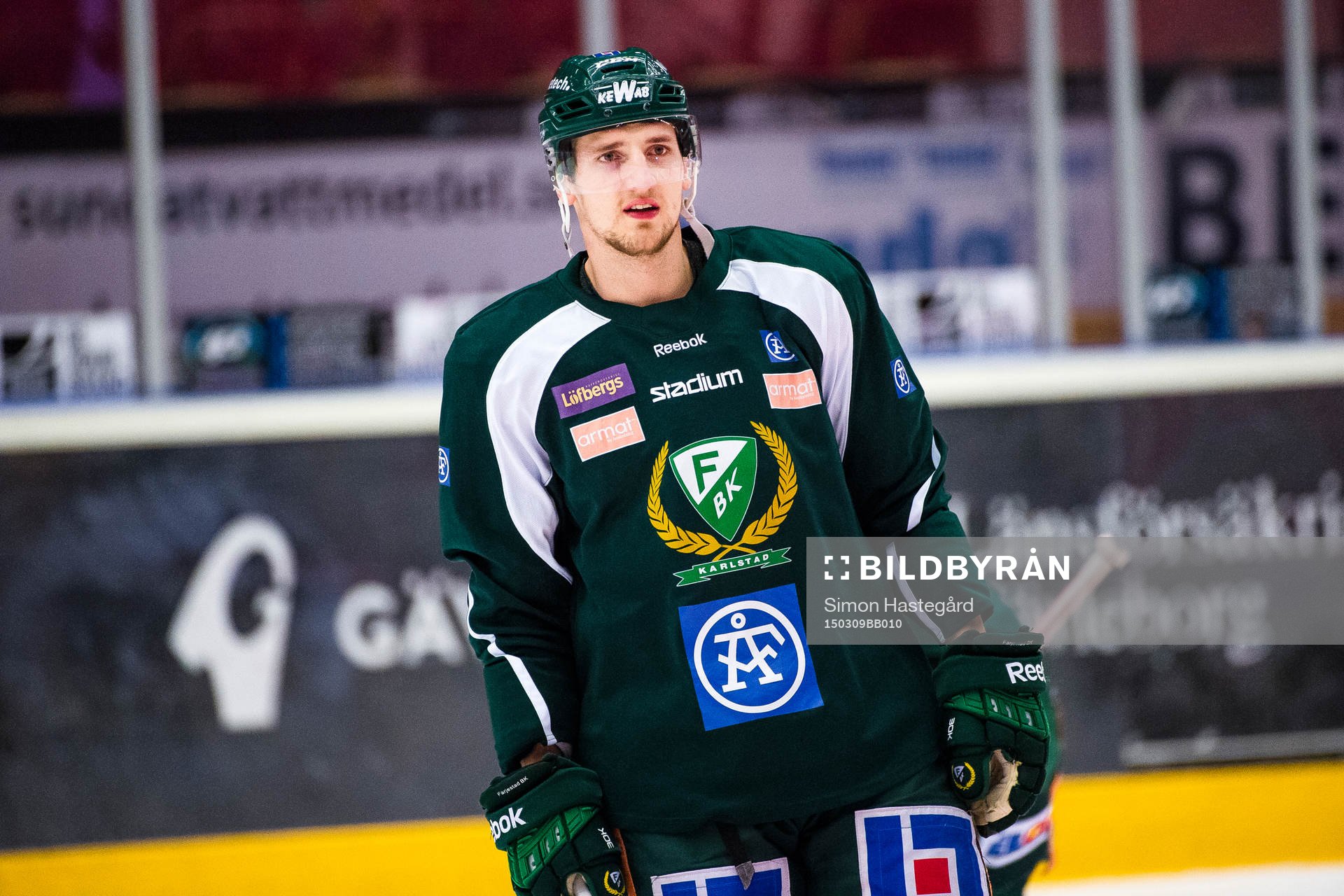 Färjestads Anton Hedman före ishockeymatchen i Kval till