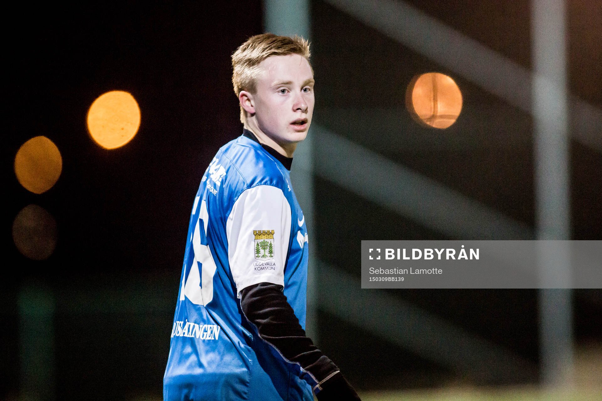 Oddevolds Adam Engelbrektsson under träningsmatchen i fotboll mellan Oddevold och Grebbestad den 9 mars 2015 i Uddevalla.