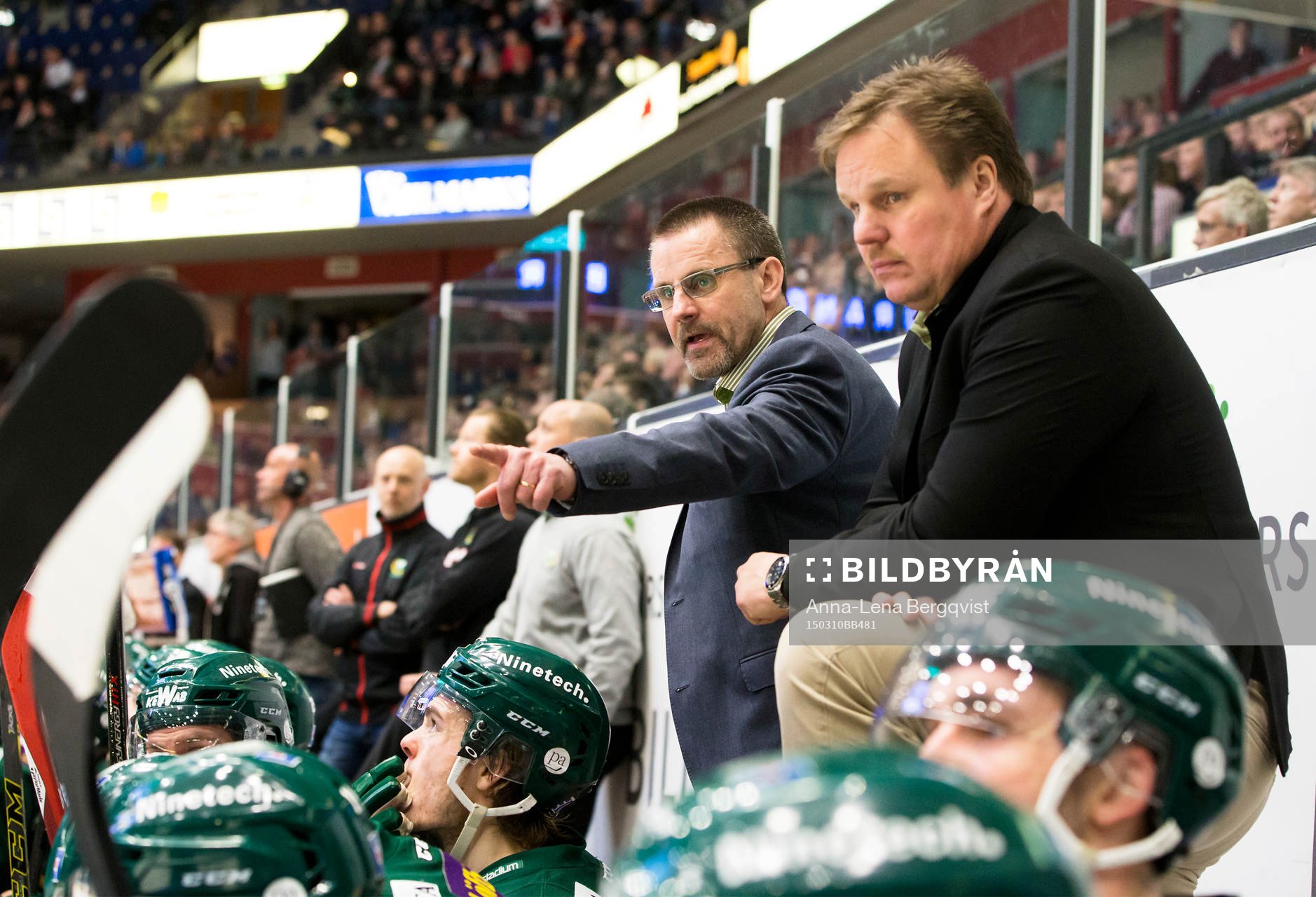 Färjestads tränare Tommy Samuelsson och ass.tränare Leif