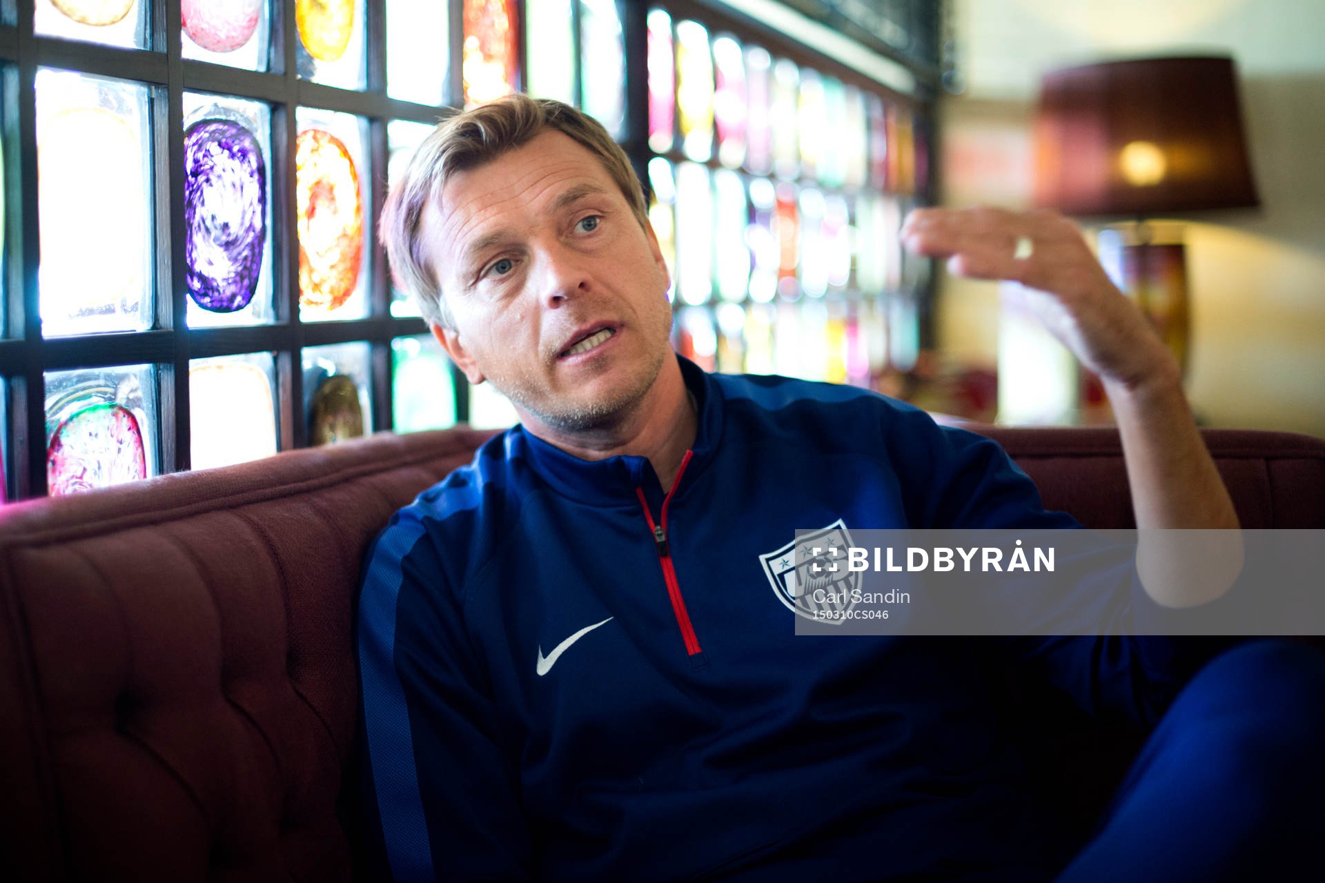 USA:s assisterande förbundskapten Tony Gustavsson blir intervjuad den 10 mars 2015 i Lagos.