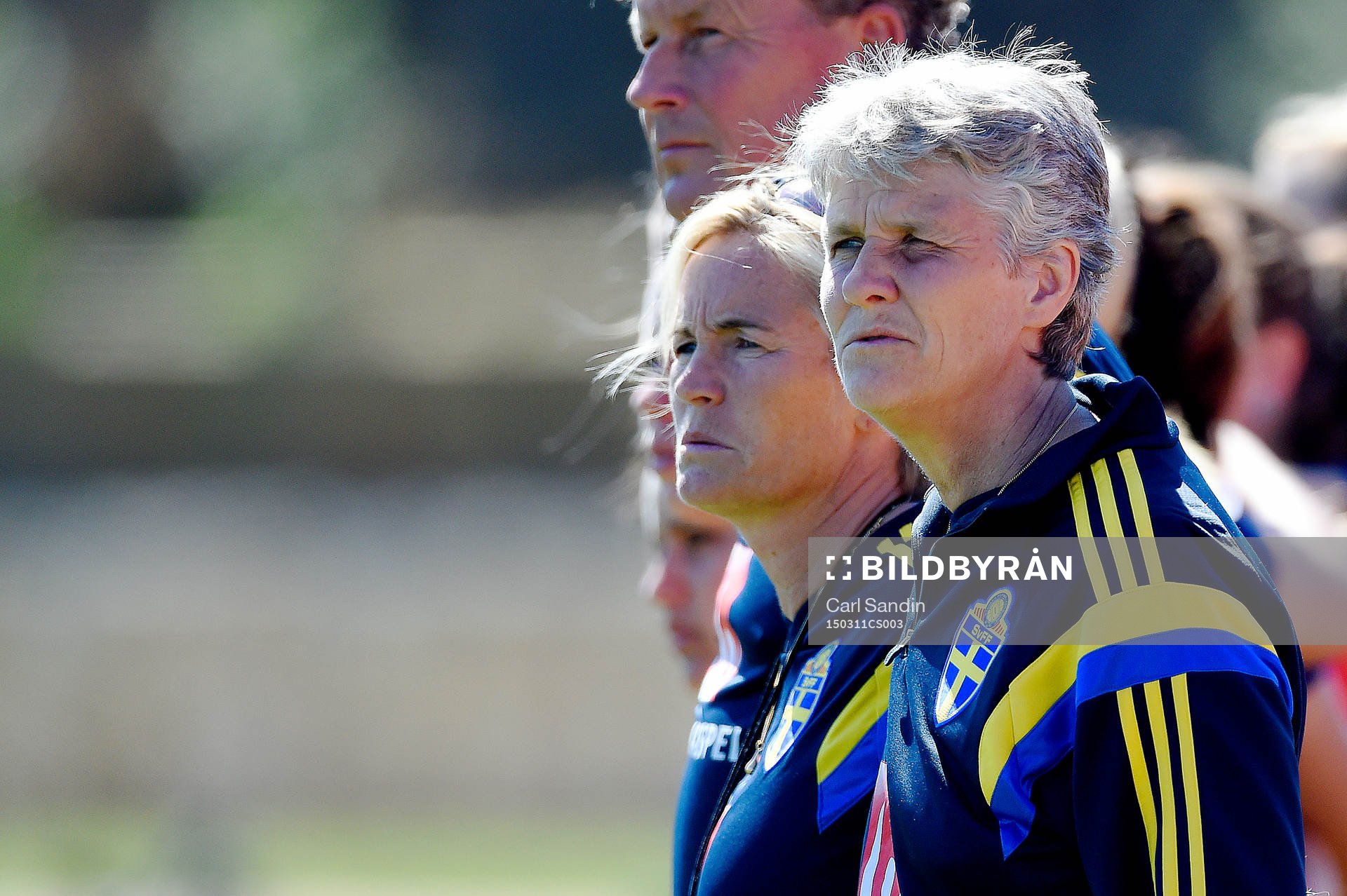 Sveriges förbundskapten Pia Sundhage och assisterande