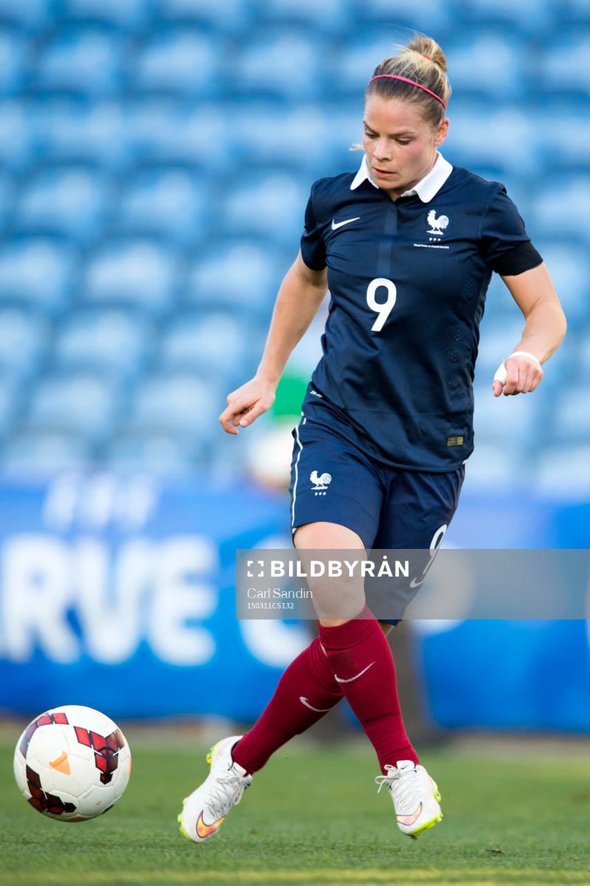 Frankrikes Eugénie Le Sommer under finalen i Algarve Cup mellan Frankrike och USA den 11 mars 2015 i Almancil.