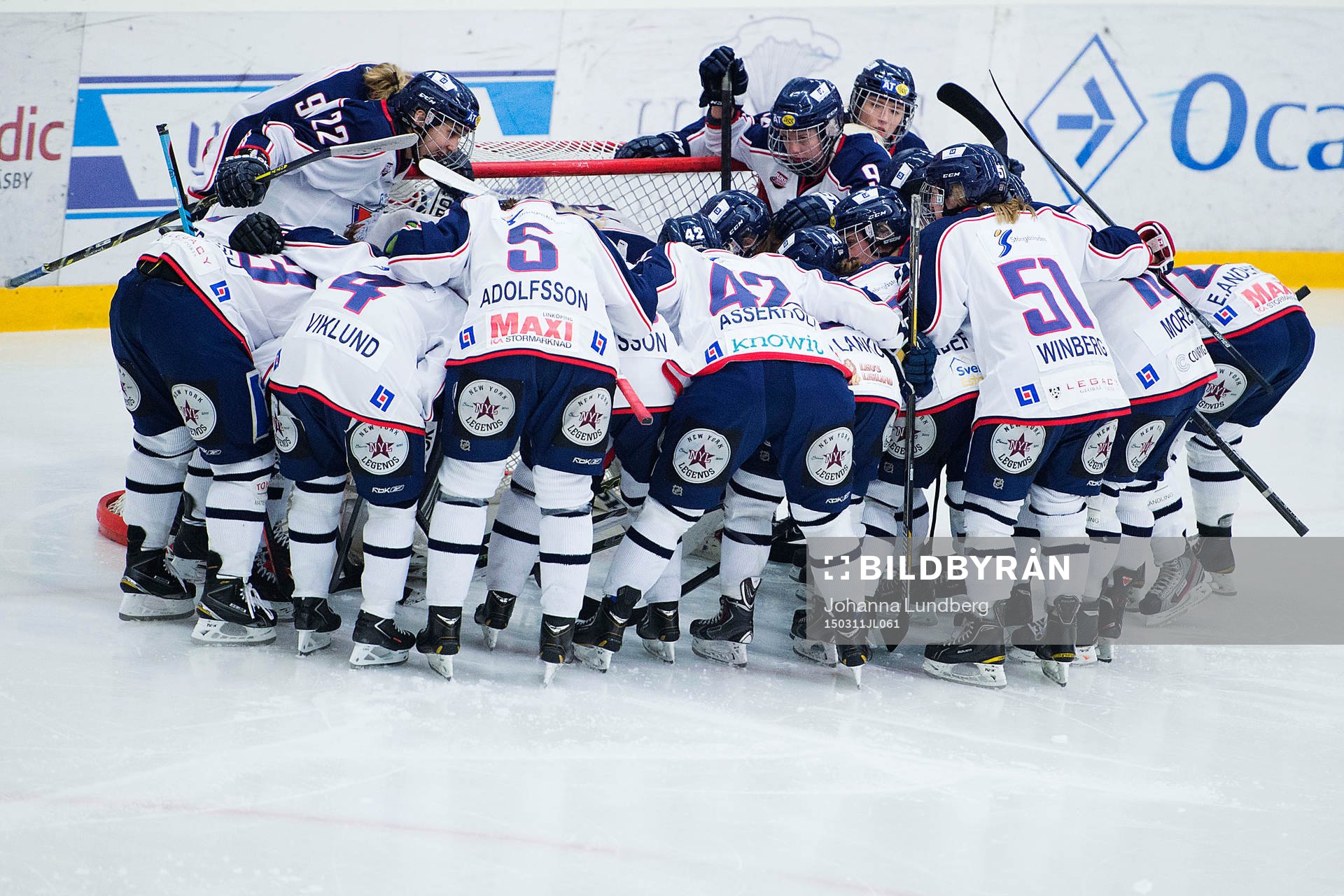 Linköpings spelare samlas innan ishockeyfinalen i