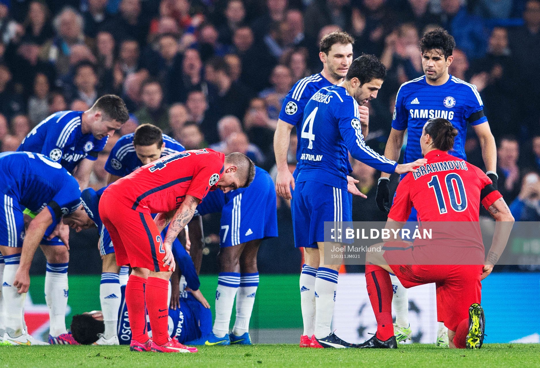 Chelseas Cesc Fabregas tröstar Paris Zlatan Ibrahimovic