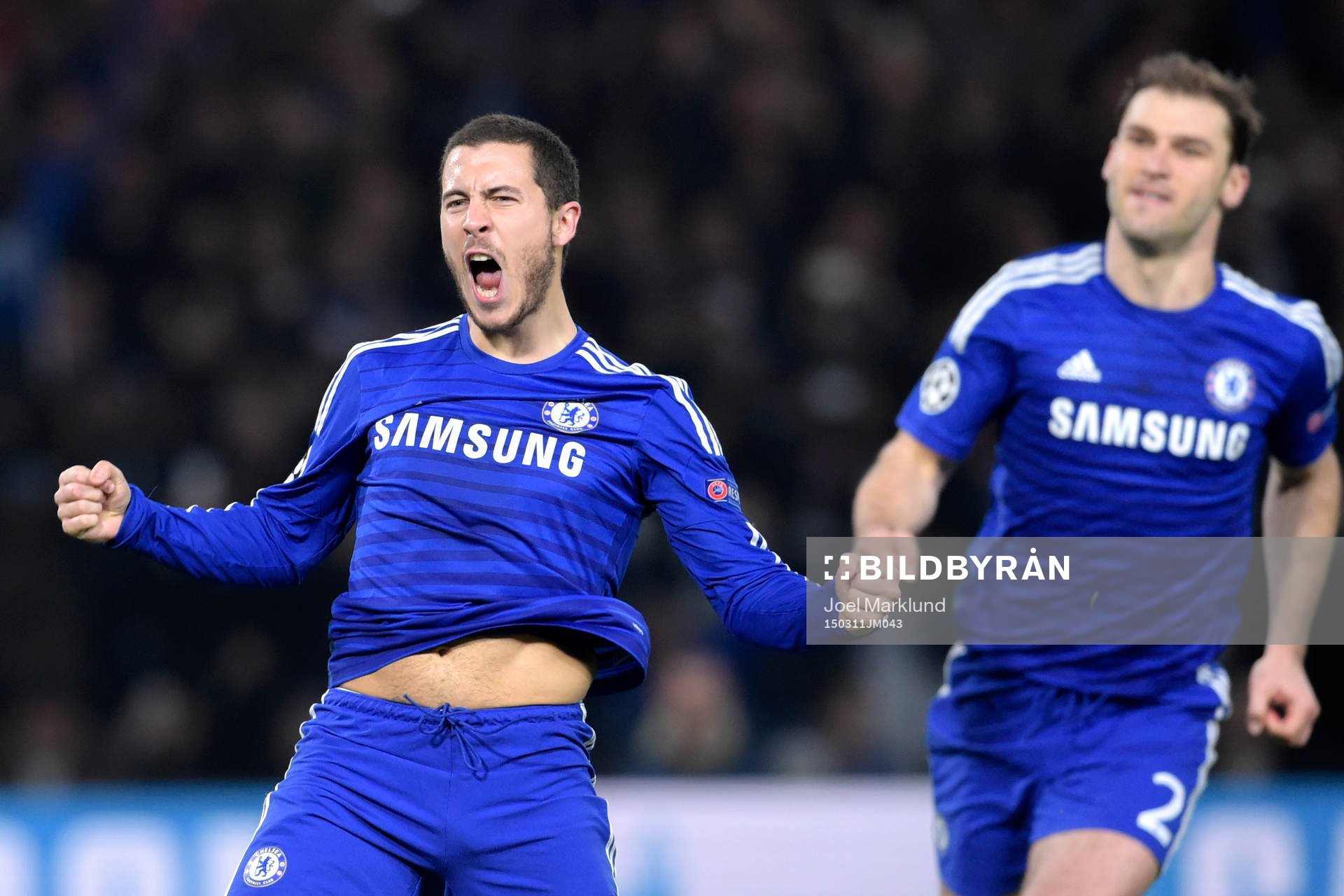 Chelseas Eden Hazard jublar