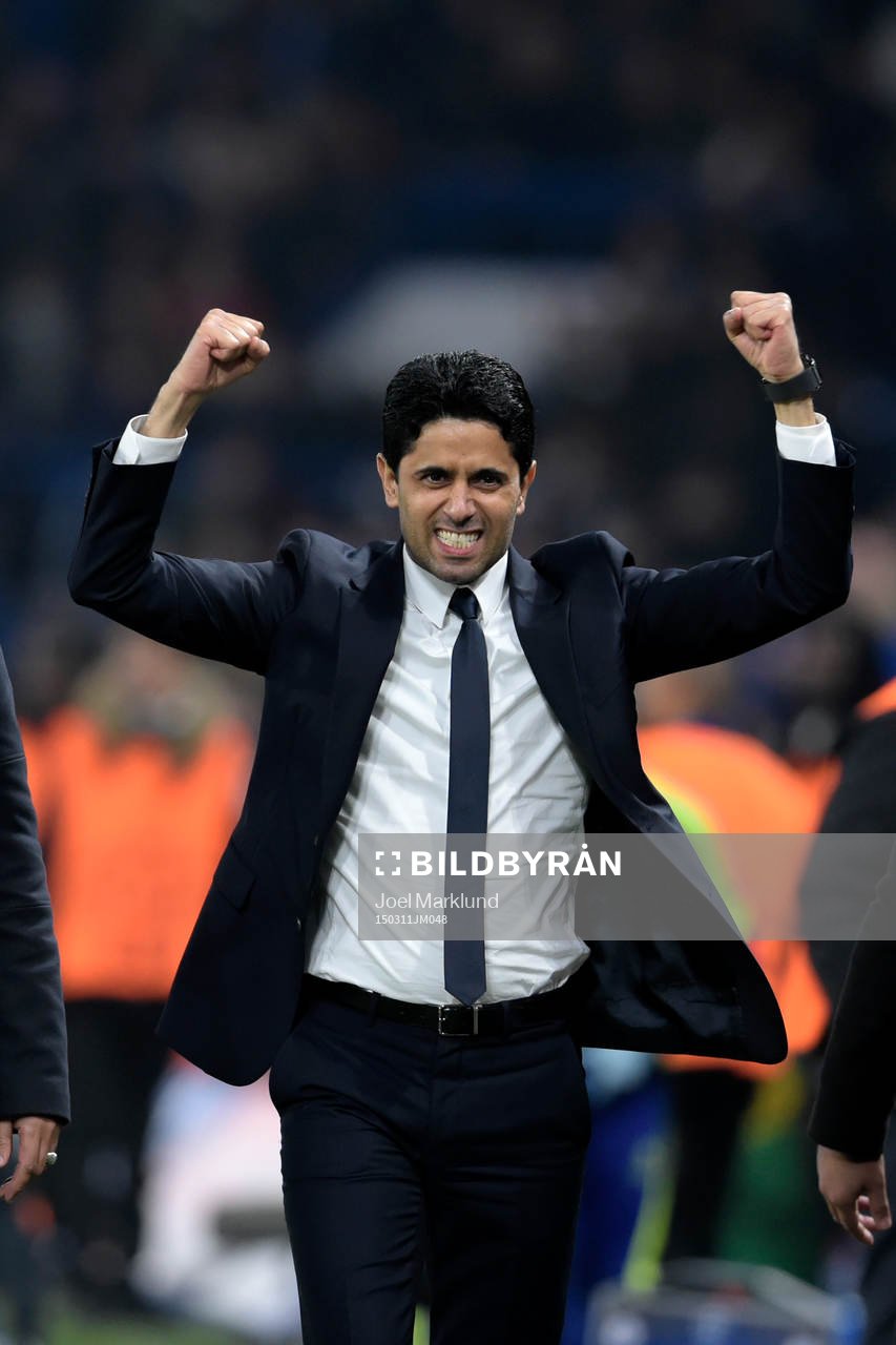 Paris ägare Nasser Al Khelaifi jublar