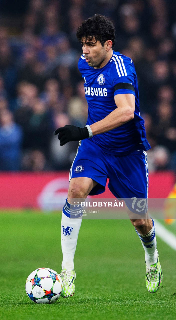 Chelseas Diego Costa under den andra åttondelsfinalen i Champions League mellan Chelsea och Paris SG den 11 mars 2015 i London.