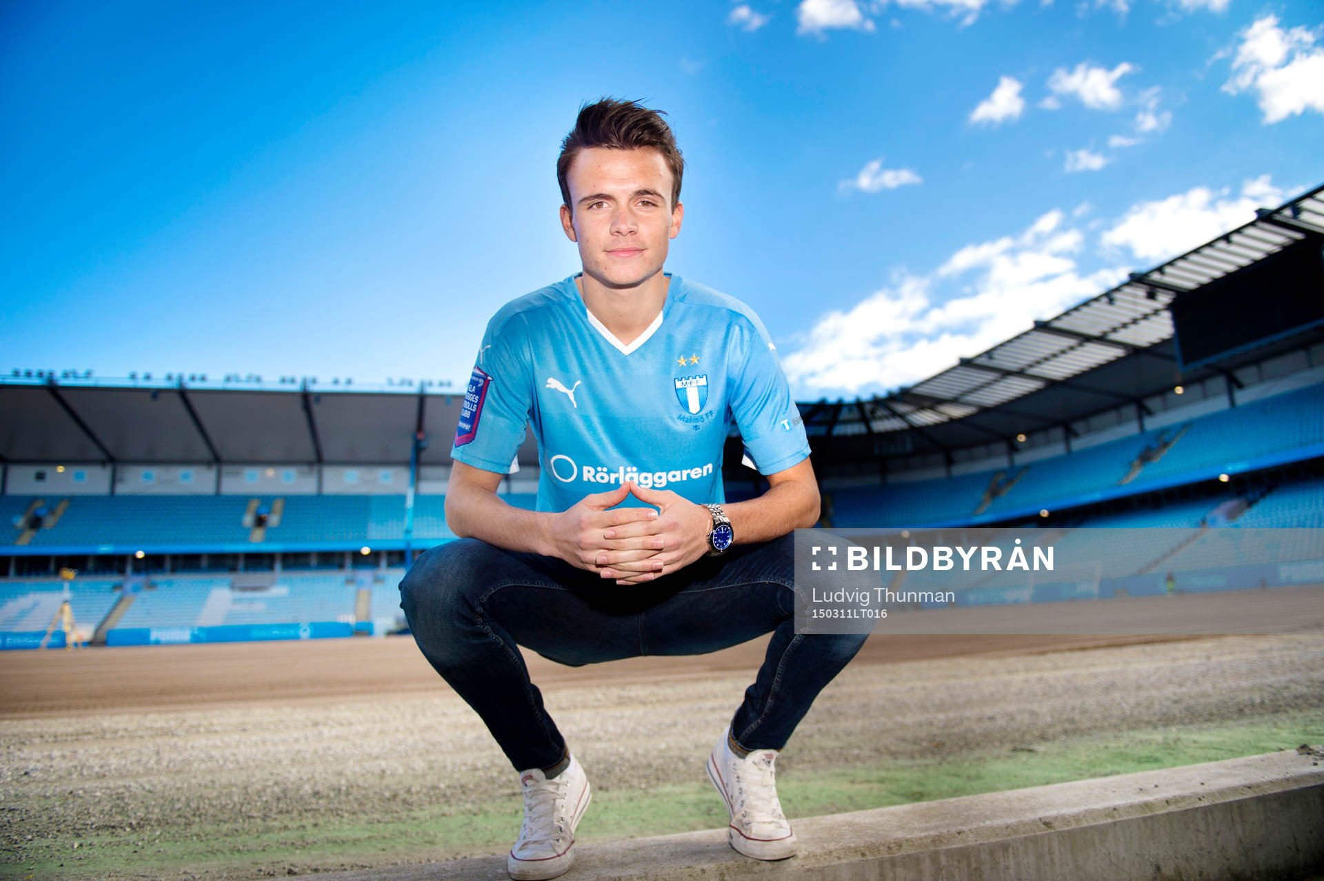 Malmö FFs nyförvärv Andreas Vindheim poserar för ett porträtt efter en presskonferens med Malmö FF den 11 mars 2015 i Malmö. 