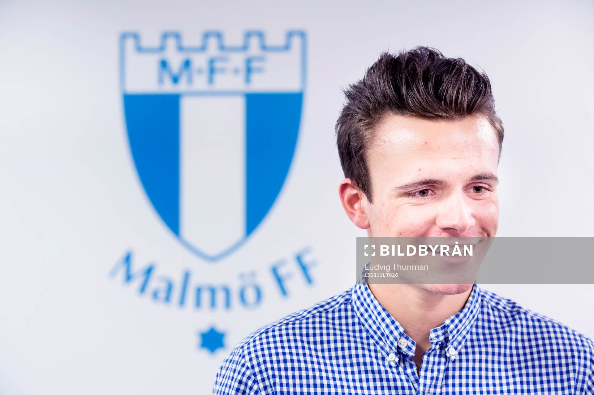 Malmö FFs nyförvärv Andreas Vindheim efter en presskonferens med Malmö FF den 11 mars 2015 i Malmö. 