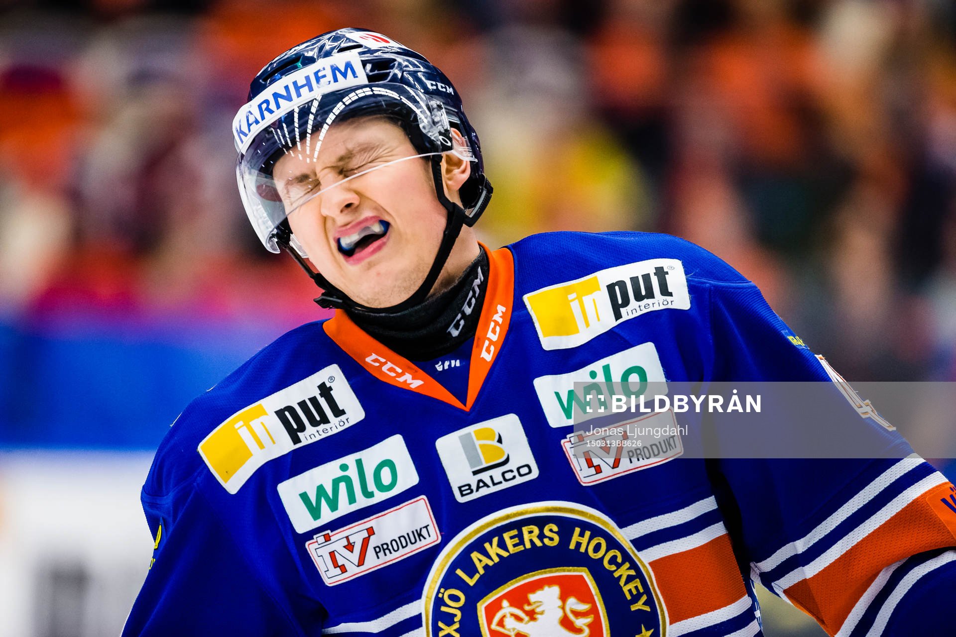 Växjös Rhett Rakhshani gör en grimas