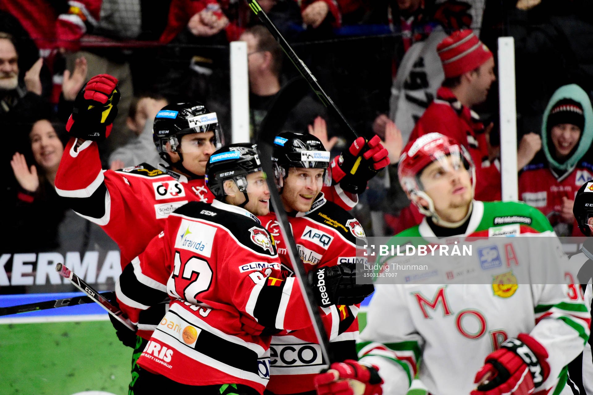 Malmö Redhawks Nils Andersson, Jens Jakobs och Frederik