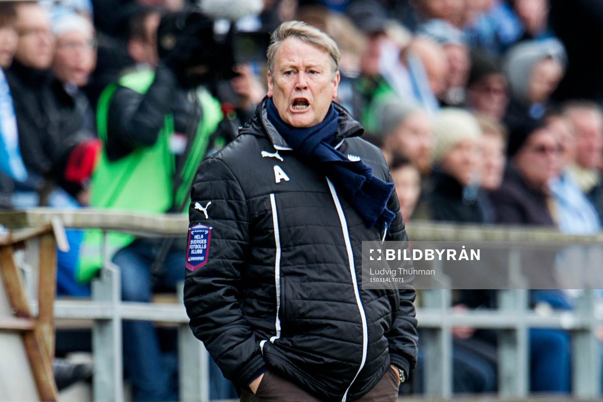 Malmö FFs tränare Åge Hareide under fotbollsmatchen i Svenska Cupen mellan Malmö FF och Örebro den 14 mars 2015 i Malmö. 