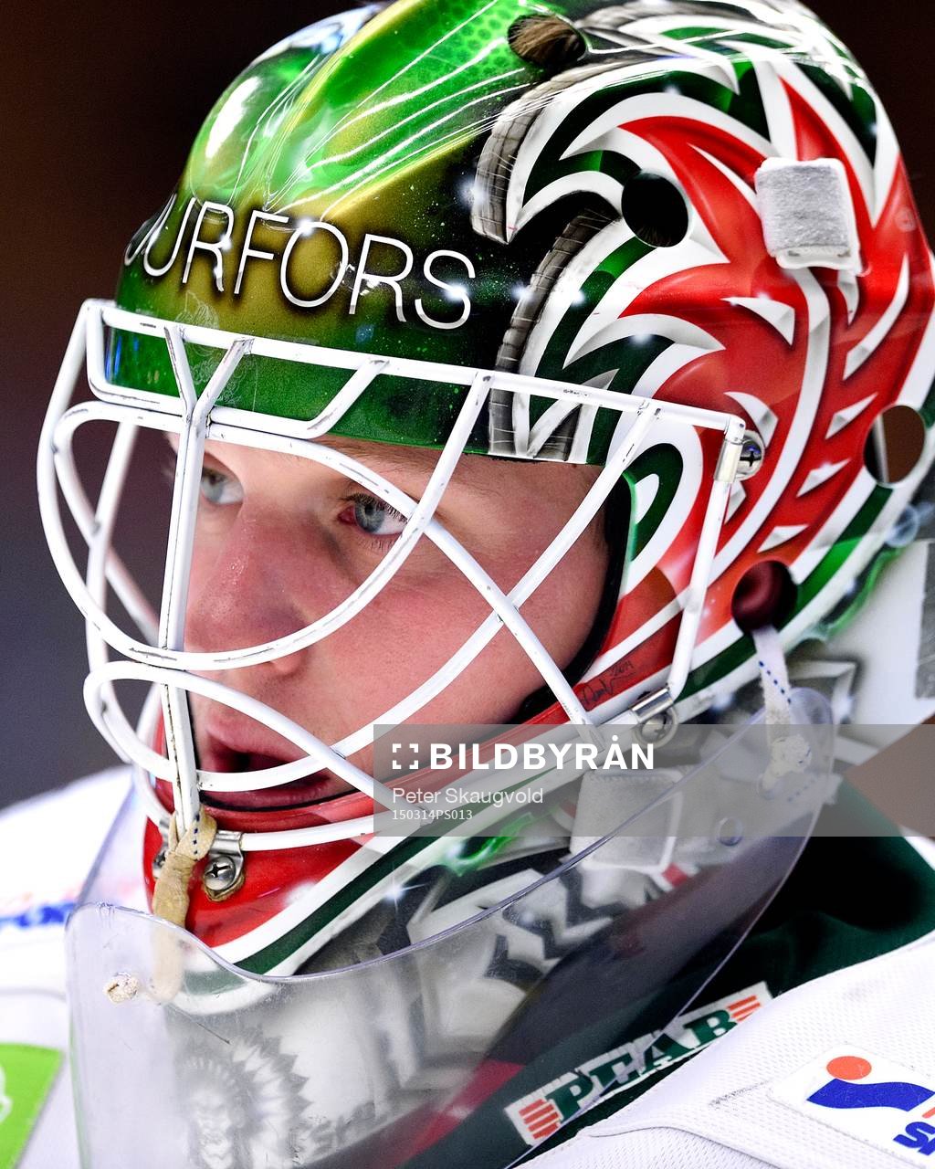 Frölundas målvakt Lars Johansson på uppvärmningen innan