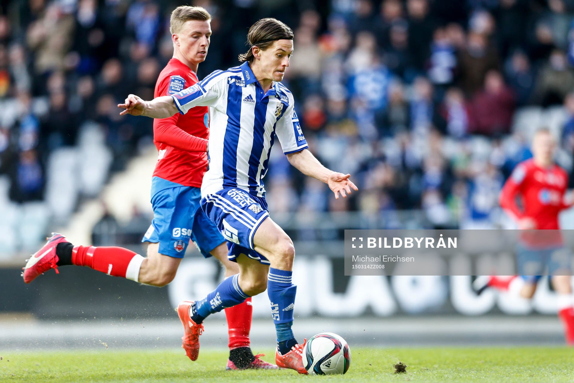 IFK Göteborgs Lasse Vibe under fotbollsmatchen i Svenska Cupen mellan IFK Göteborg och Helsingborg den 14 mars 2015 i Göteborg.