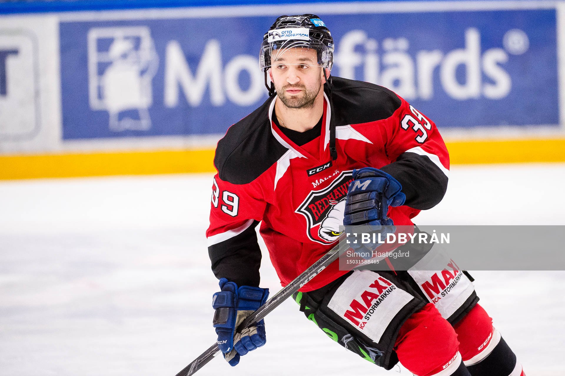 Malmö Redhawks Eric Himelfarb före ishockeymatchen i