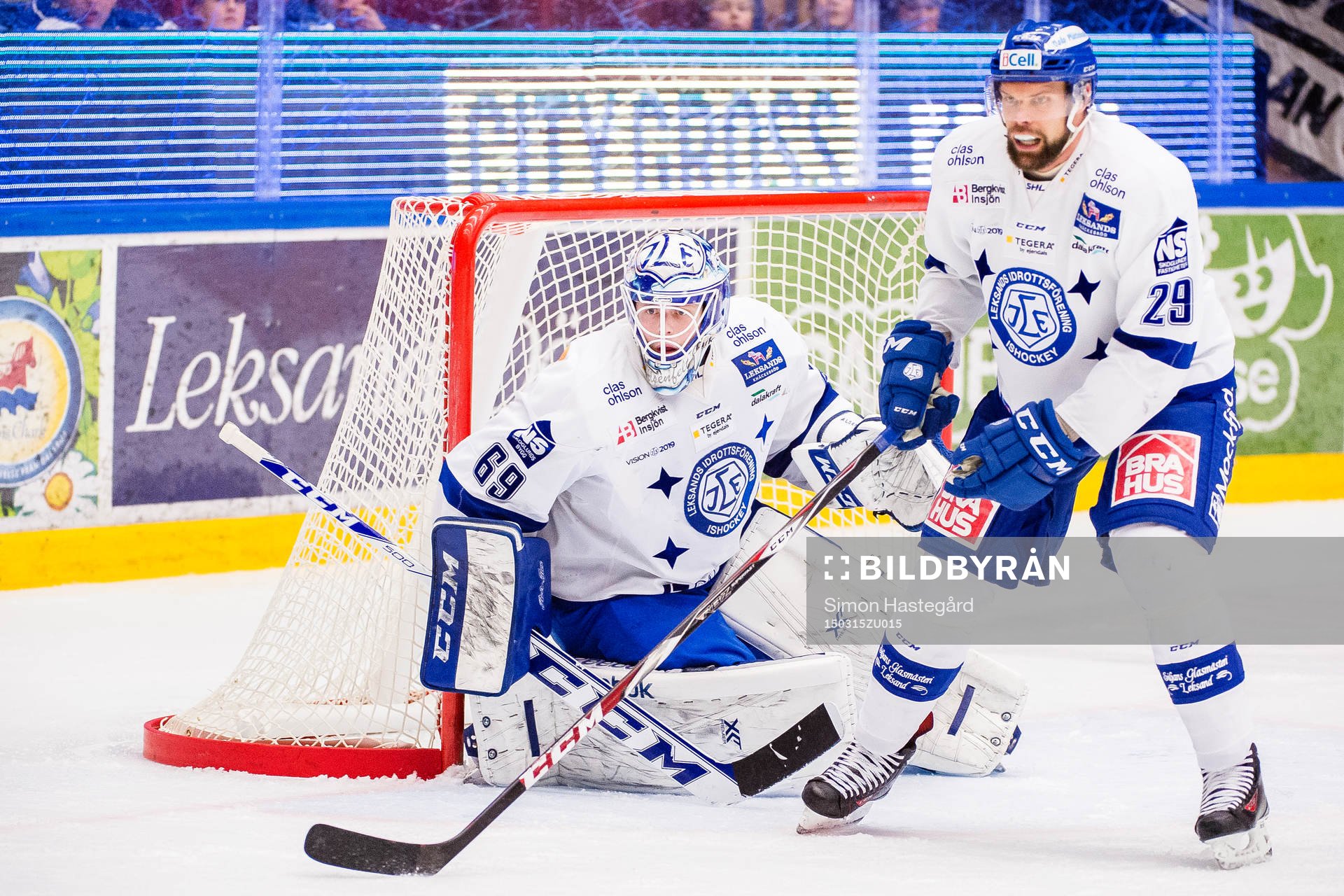 Leksands målvakt Oscar Alsenfelt och Joonas Rönnberg