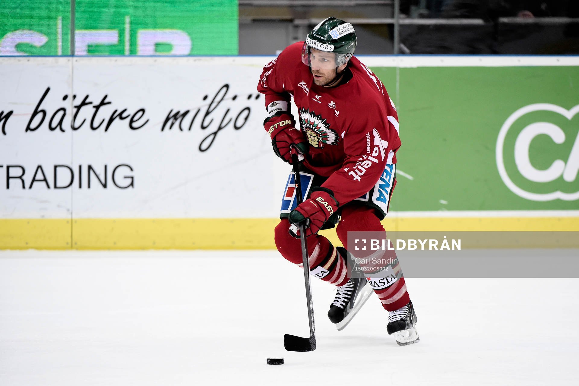 Frölundas Joel Lundqvist värmer upp innan  kvartsfinal
