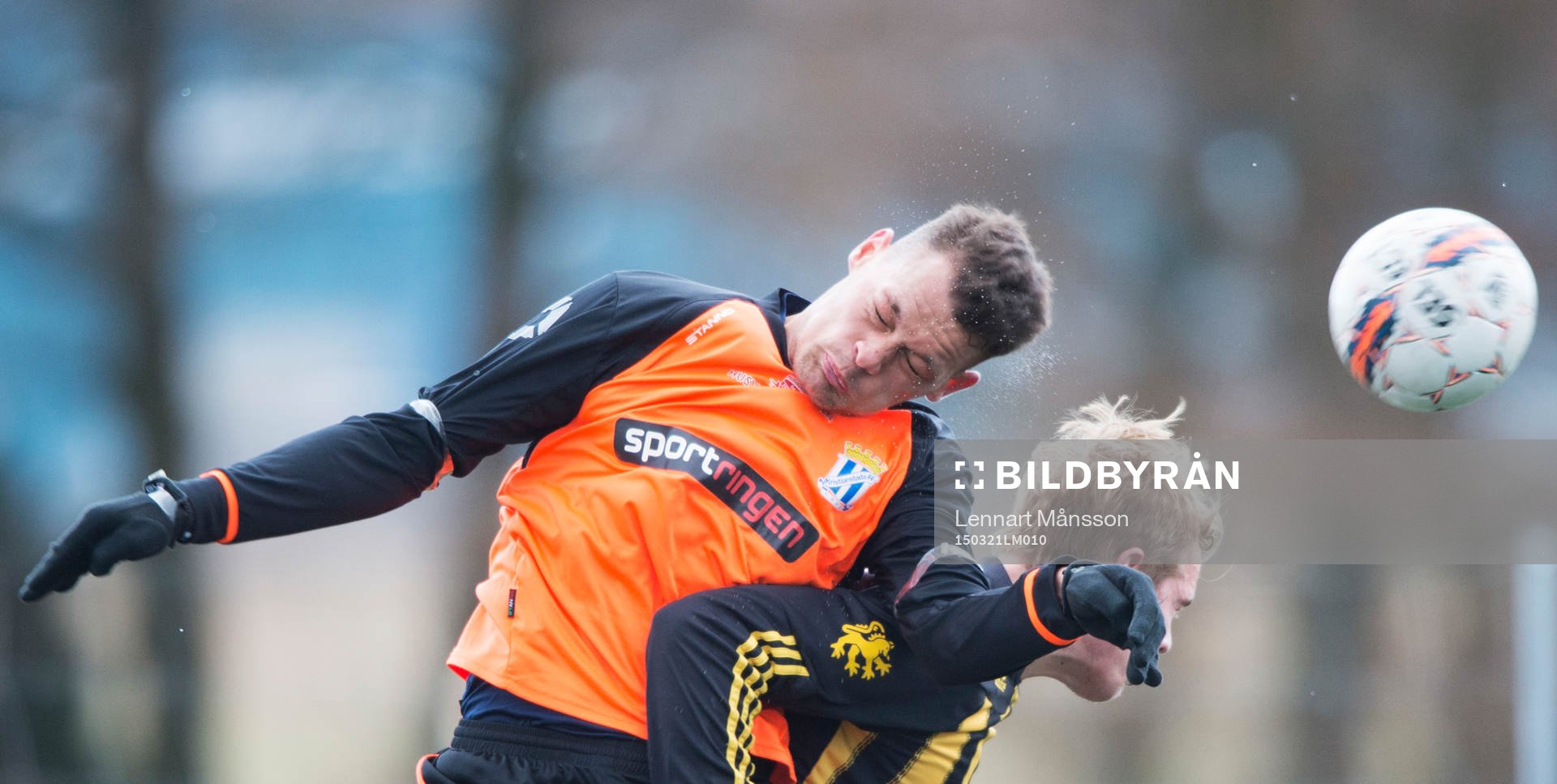 IFK Hässleholms Filip Ranmo i träningsmatchen i fotboll mellan IFK Kristianstad och Kristianstads FF i Förslöv 21 mars 2015.
