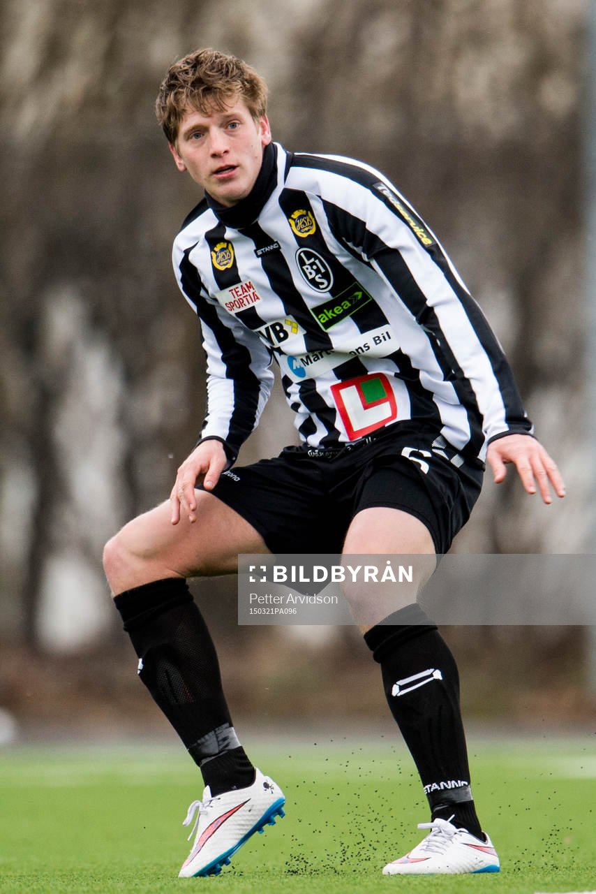 Landskronas Philip Andersson under en träningsmatch i fotboll mellan Landskrona och Ängelholm den 21 mars 2015 i Landskrona.