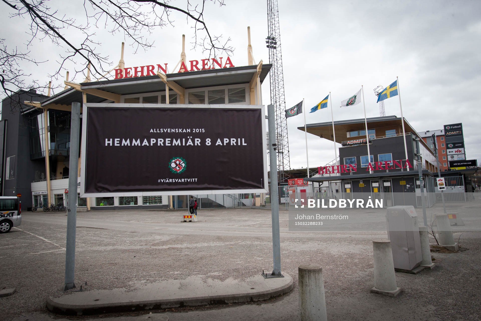 Behrn Arenas exteriör en timma innan fotbollsmatchen i Svenska cupen mellan Örebro och Elfsborg den 22 mars 2015 i Örebro.