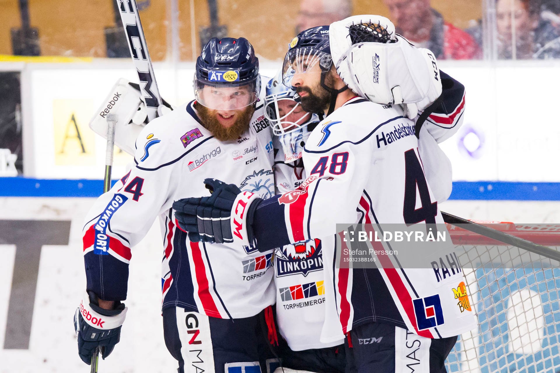 Linköpings Jonas Junland, målvakt David Rautio och Daniel