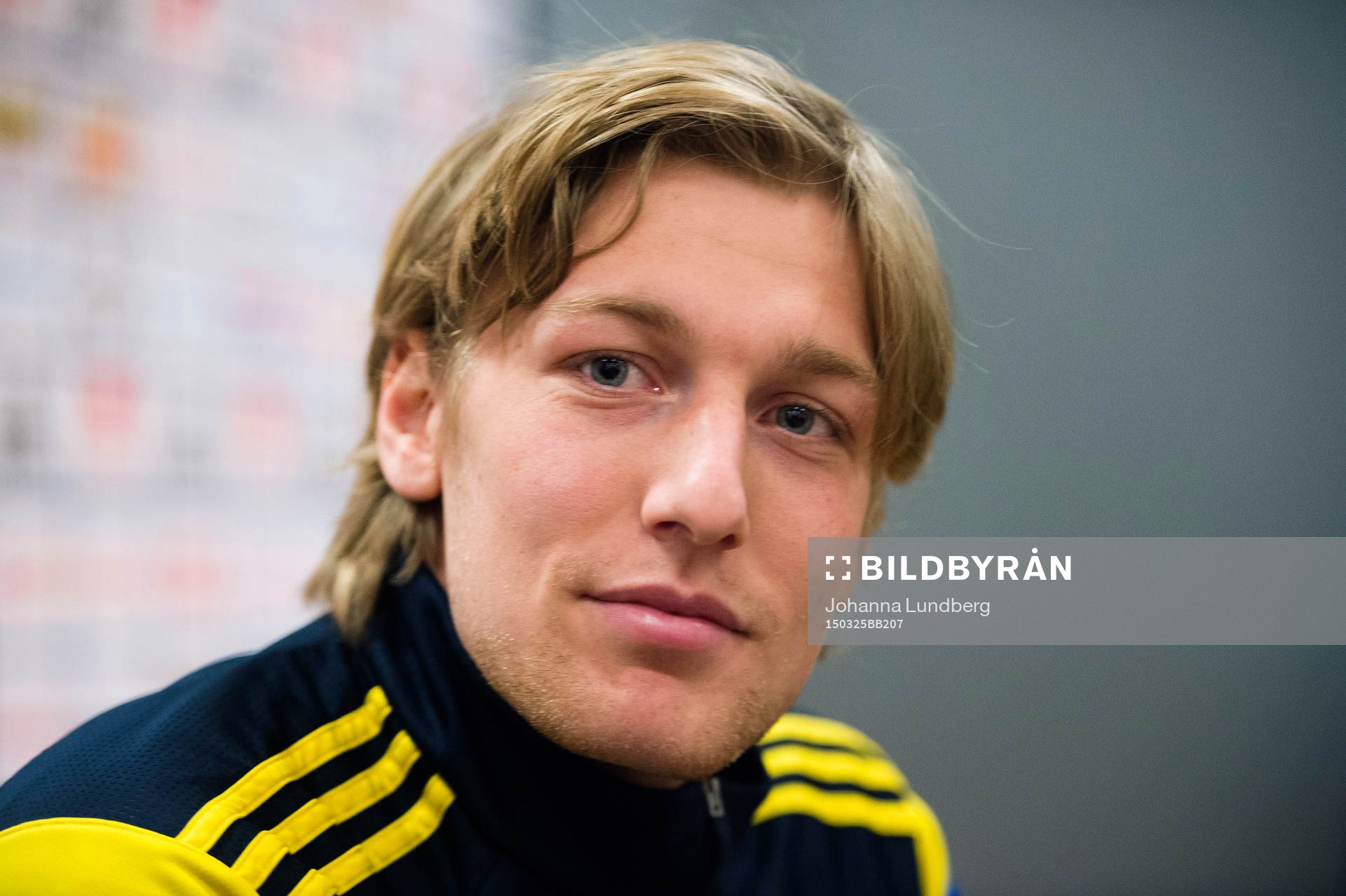 Sveriges Emil Forsberg deltar i en pressträff