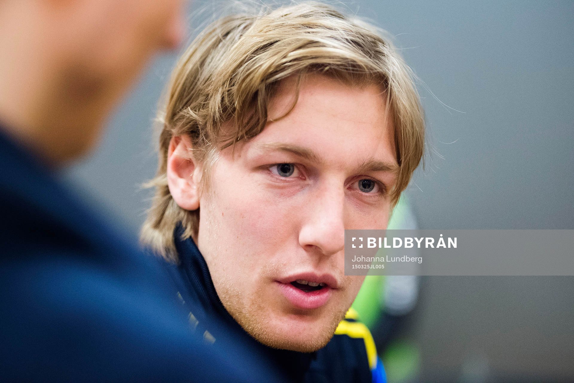 Sveriges Emil Forsberg deltar i en pressträff