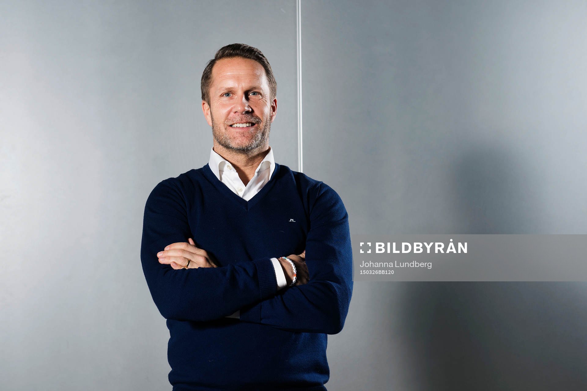 Sirius Ola Andersson poserar för ett porträtt under upptaktsträffen inför Superettan i fotboll den 26 mars 2015 i Stockholm.