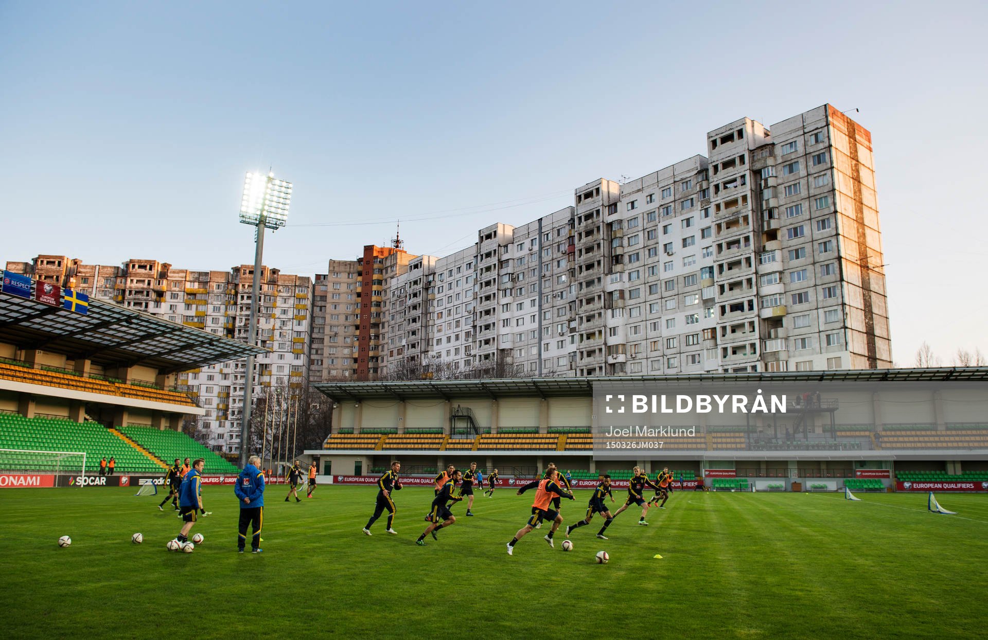 Det svenska fotbollslandslaget tränar