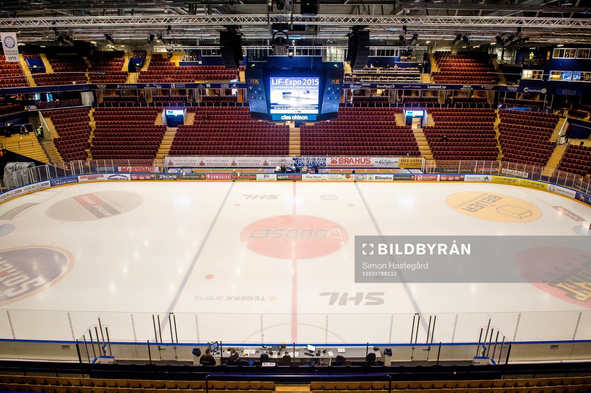 Interiör på Tegera Arena före ishockeymatchen i Kvalet