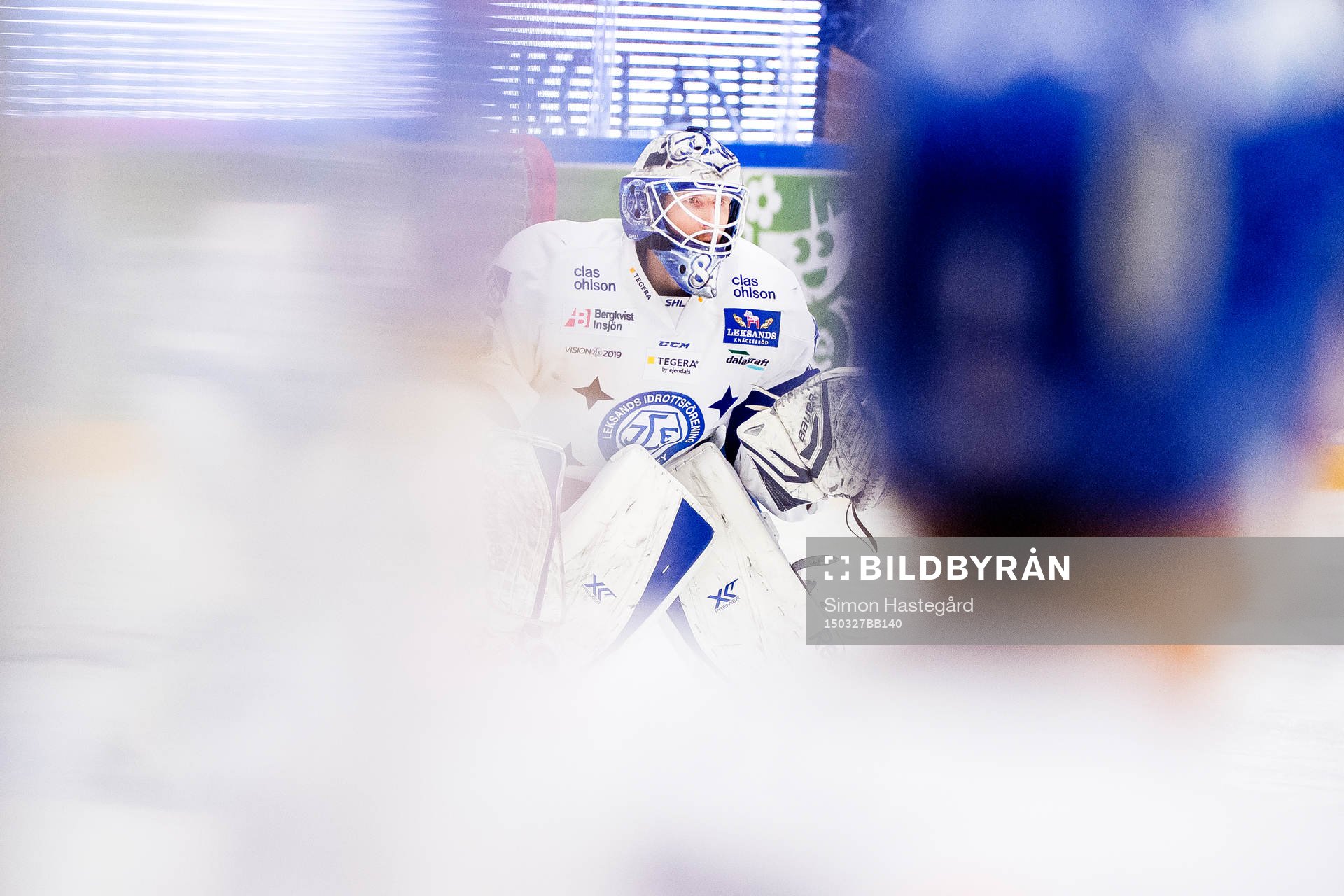 Leksands målvakt Joakim Lundström före ishockeymatchen i