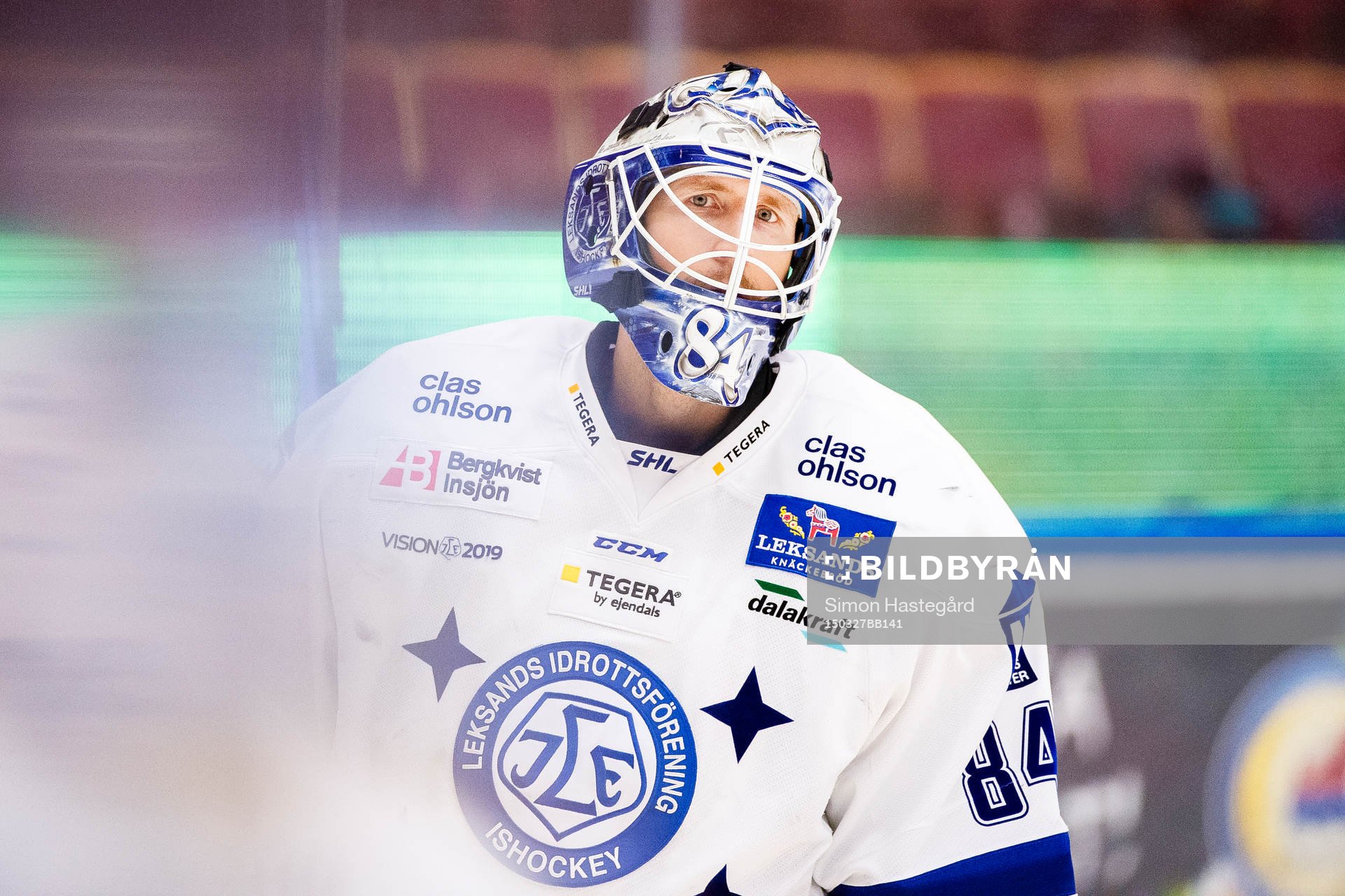 Leksands målvakt Joakim Lundström före ishockeymatchen i