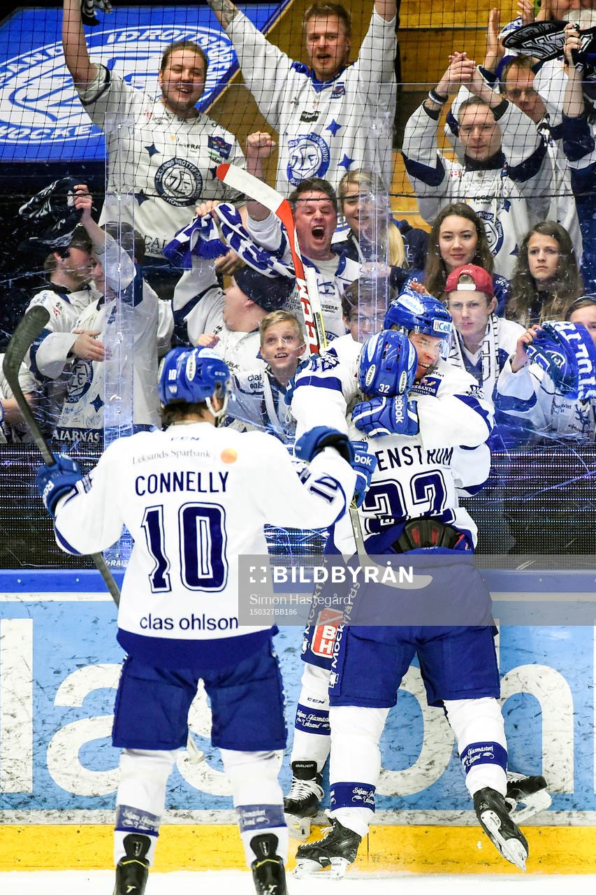 Leksands Jens Bergenström och Tomi Sallinen jublar