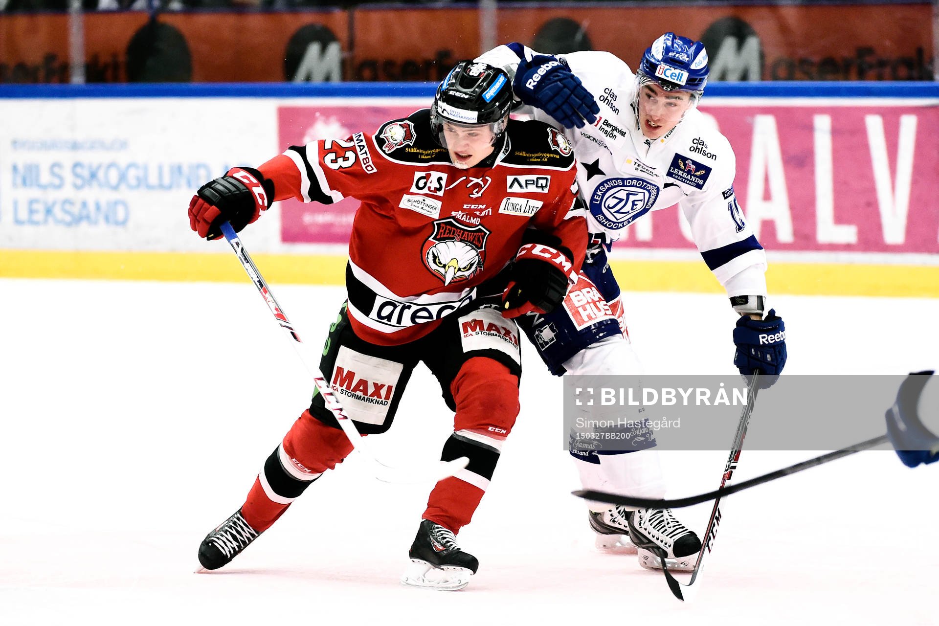 Malmö Redhawks Christoffer Forsberg och Leksands Tobias