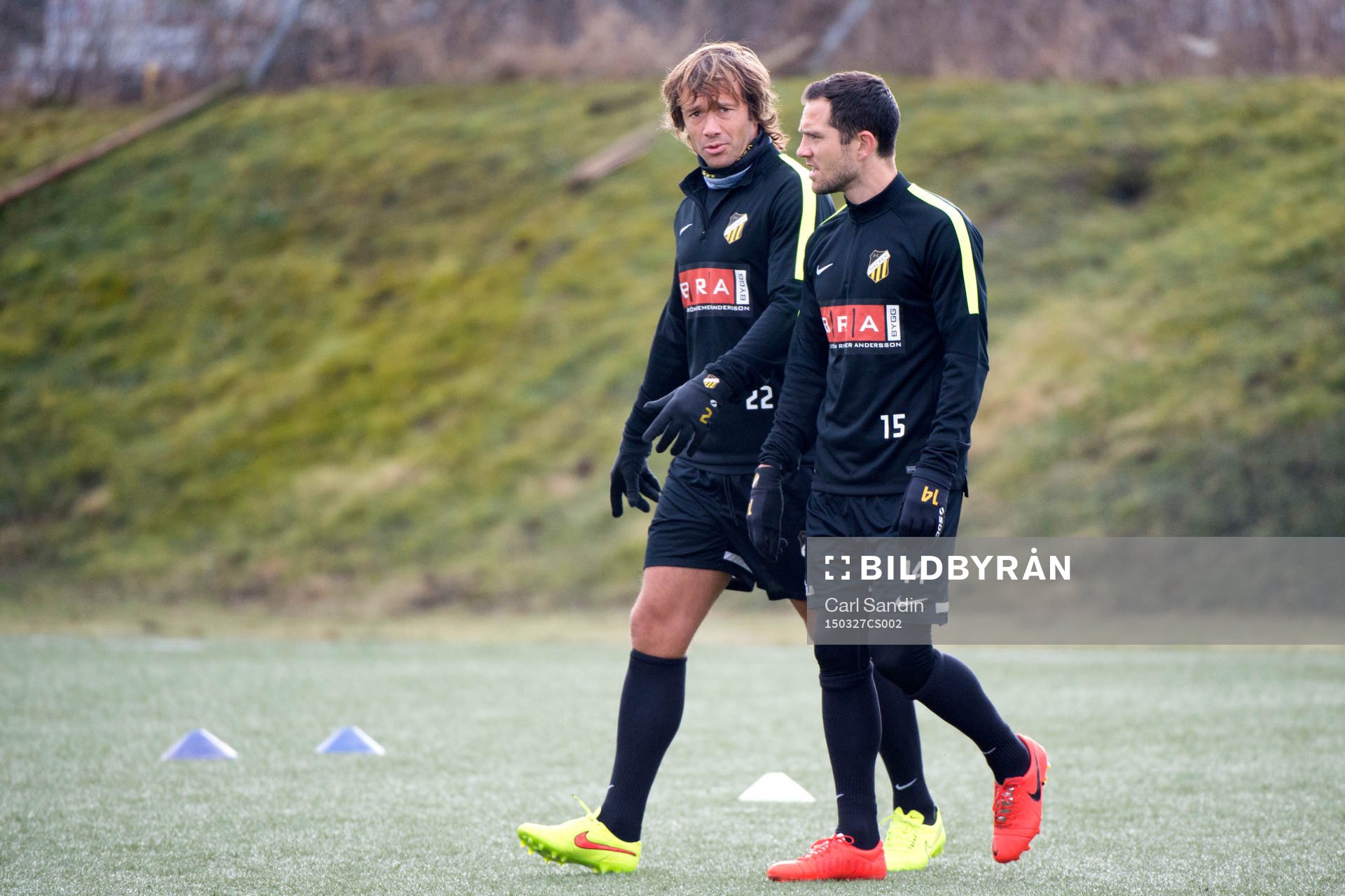 Martin Eriksson Diego Lugano under en träning med Häcken den 27 mars 2015 i Göteborg.