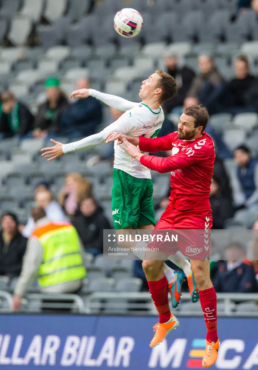 Hammarbys Fredrik Torsteinbö i en nickduell med Brann