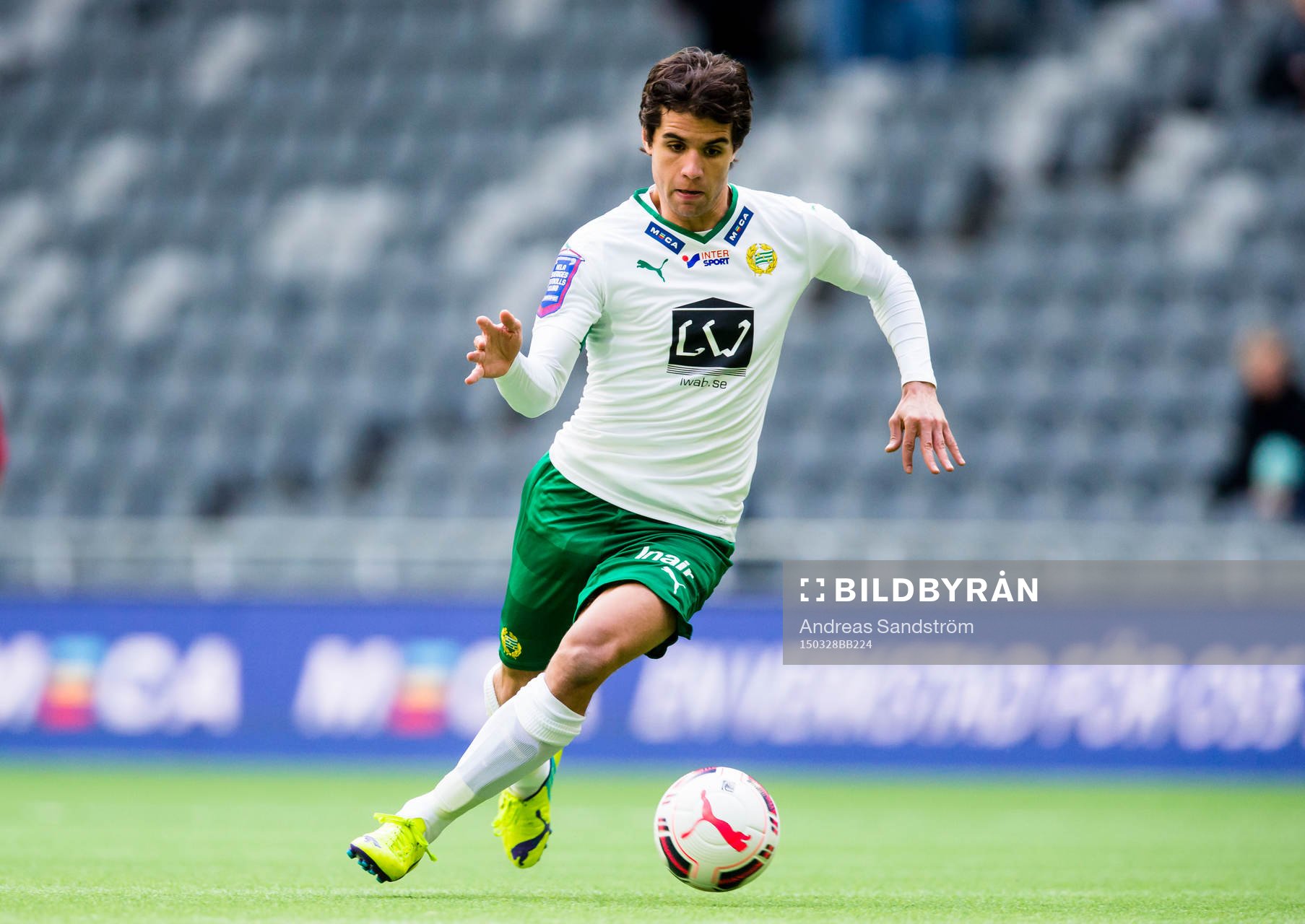 Hammarbys Lars Fuhre under träningsmatchen i fotboll mellan Hammarby och Brann den 28 Mars 2015 i Stockholm. 