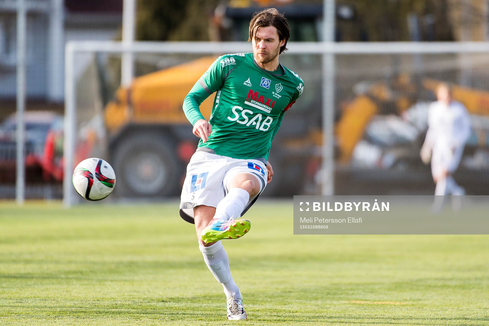 IK Brages Peter Magnusson under träningsmatchen i fotboll mellan IK Frej Täby och IK Brage den 28 mars 2015 i Stockholm.