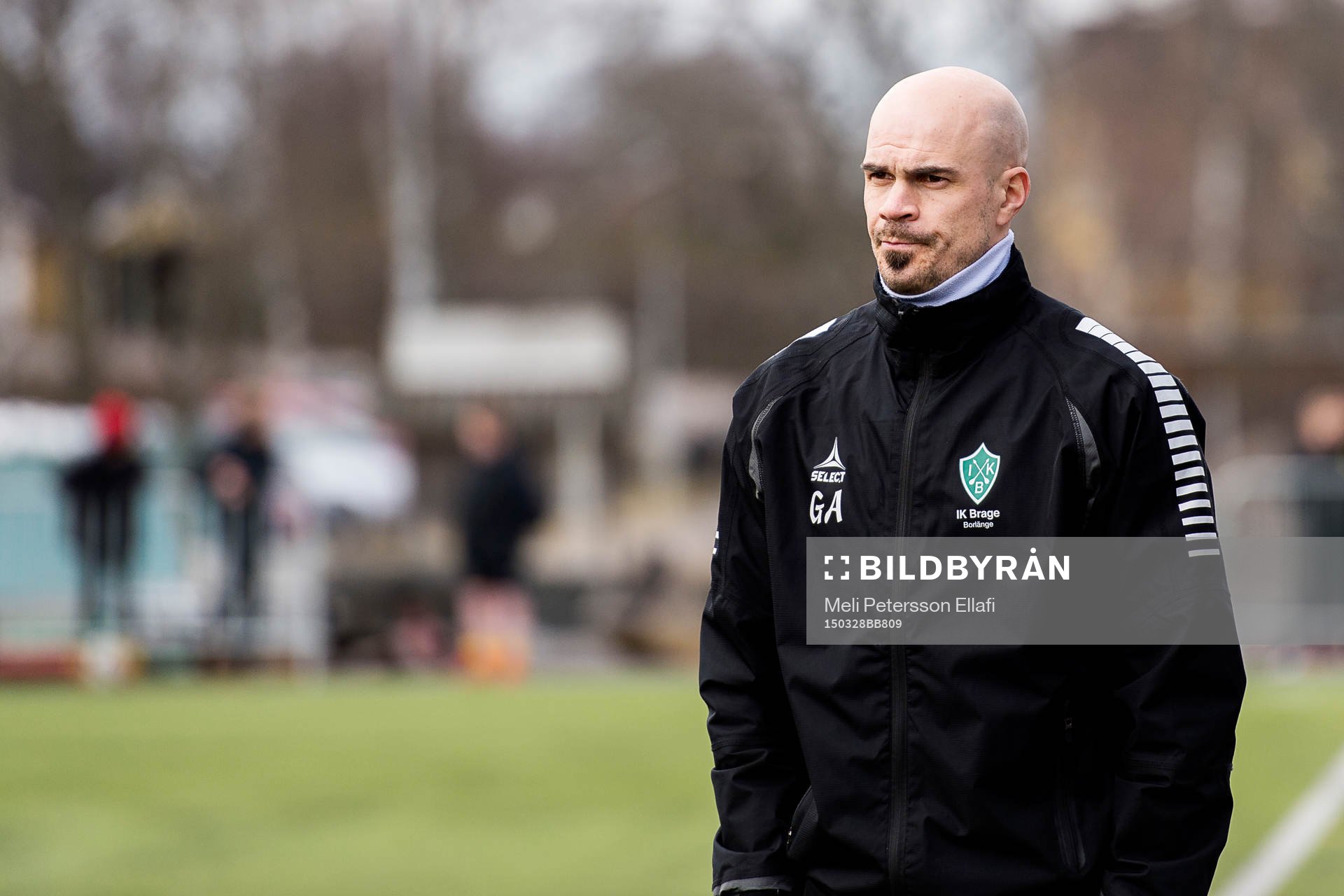 IK Brages assisterande tränare Gerhard Andersson under träningsmatchen i fotboll mellan IK Frej Täby och IK Brage den 28 mars 2015 i Stockholm.
