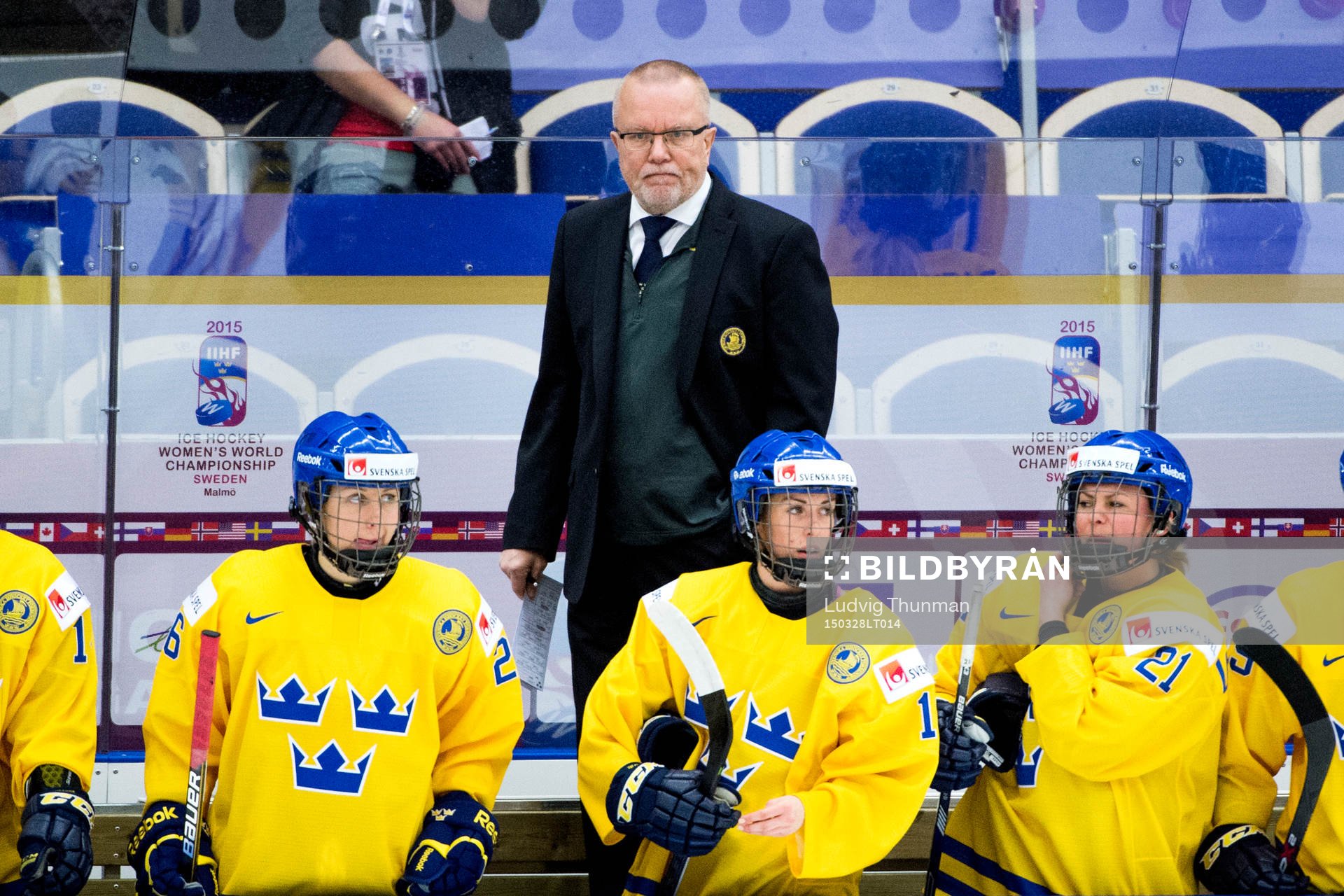 Sveriges förbundskapten Leif Boork på bänken