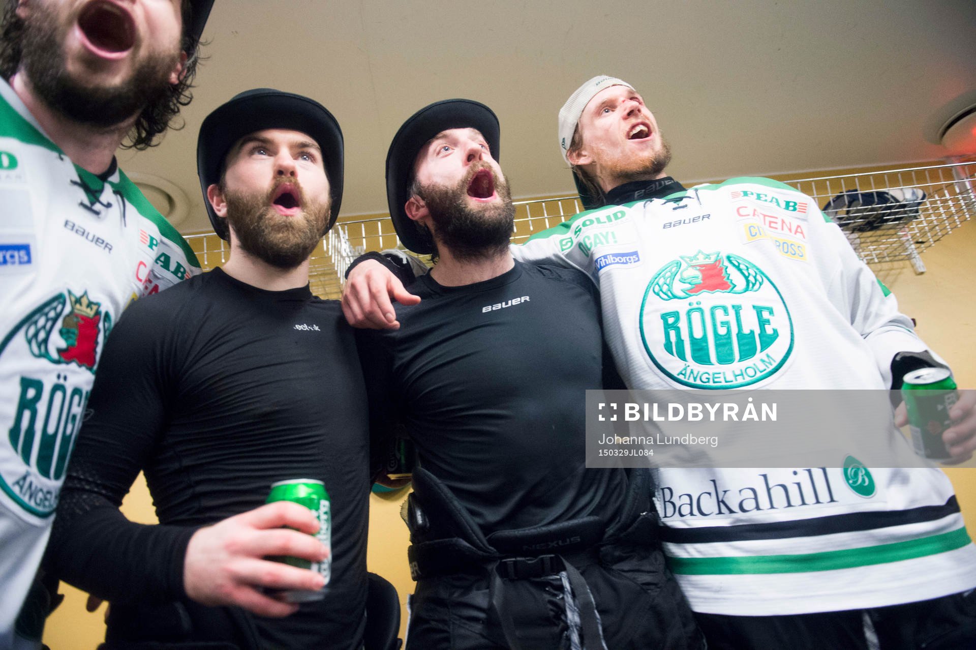 Rögles Jack Connolly,Taylor Matson och Jens Hellgren jublar