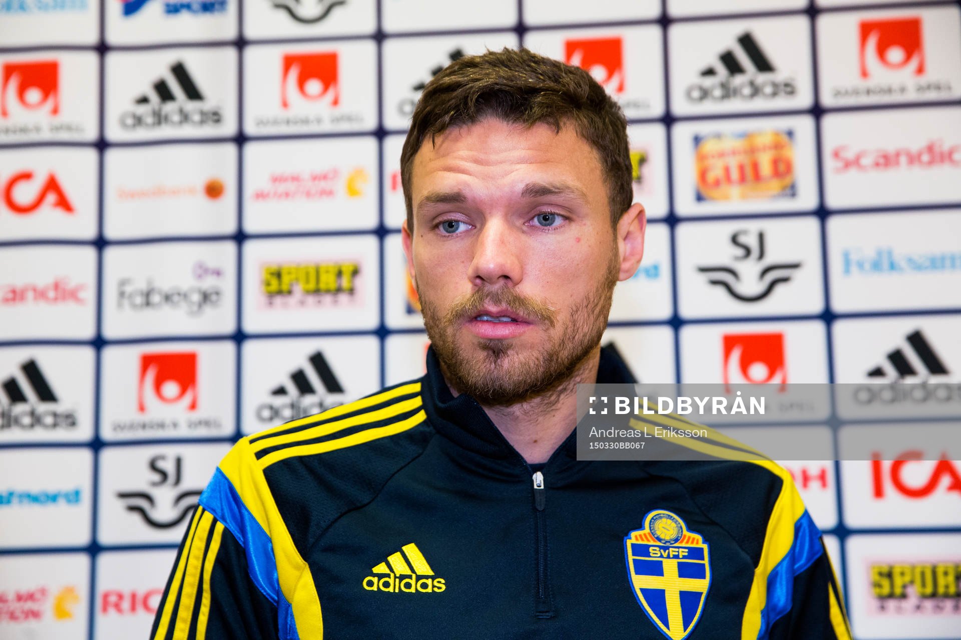 Sveriges Marcus Berg deltar i en pressträff
