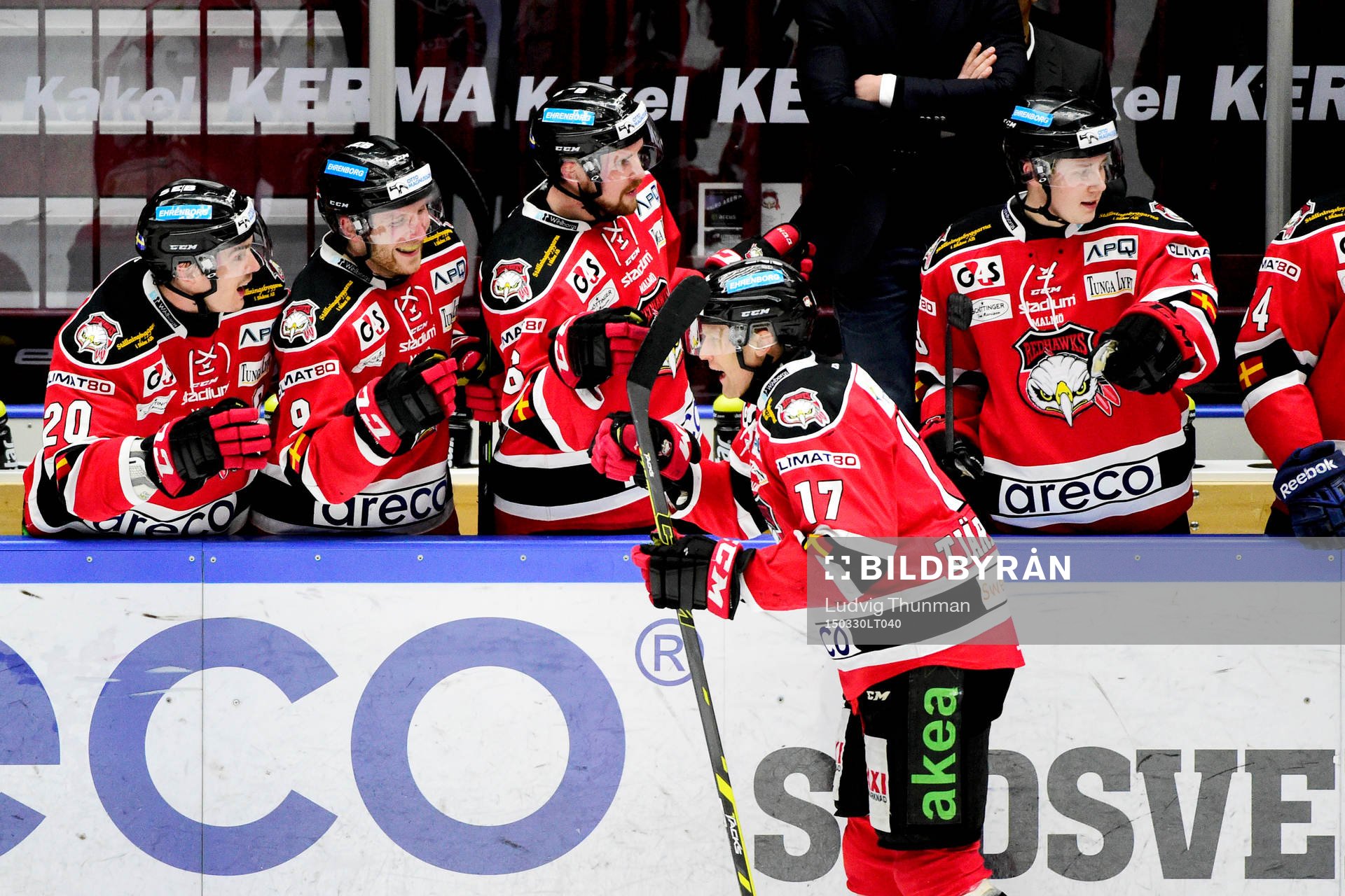 Malmö Redhawks Mathias Tjärnqvist jublar