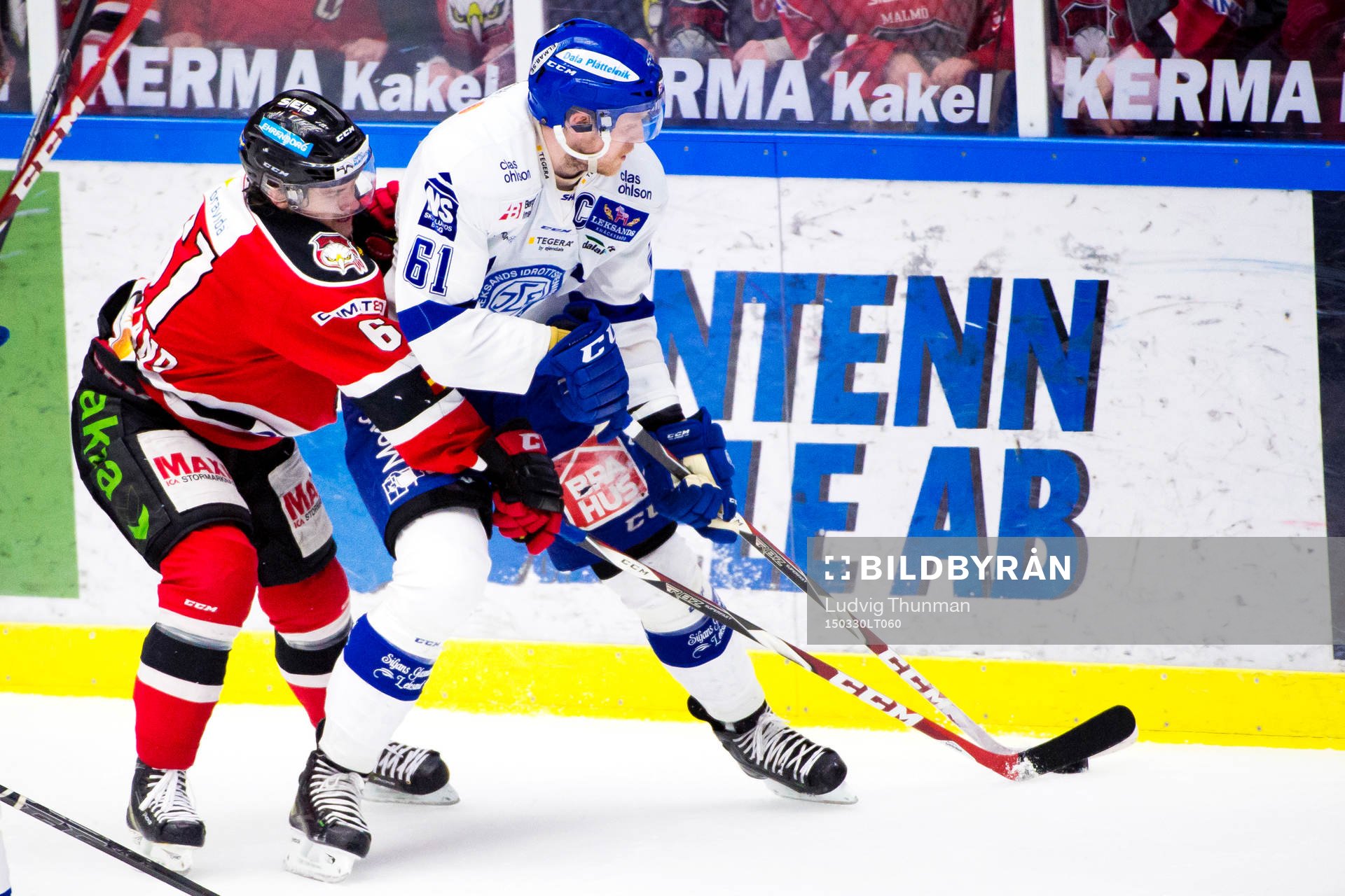 Malmö Redhawks Nicklas Jadeland jagar Leksands Johan Ryno